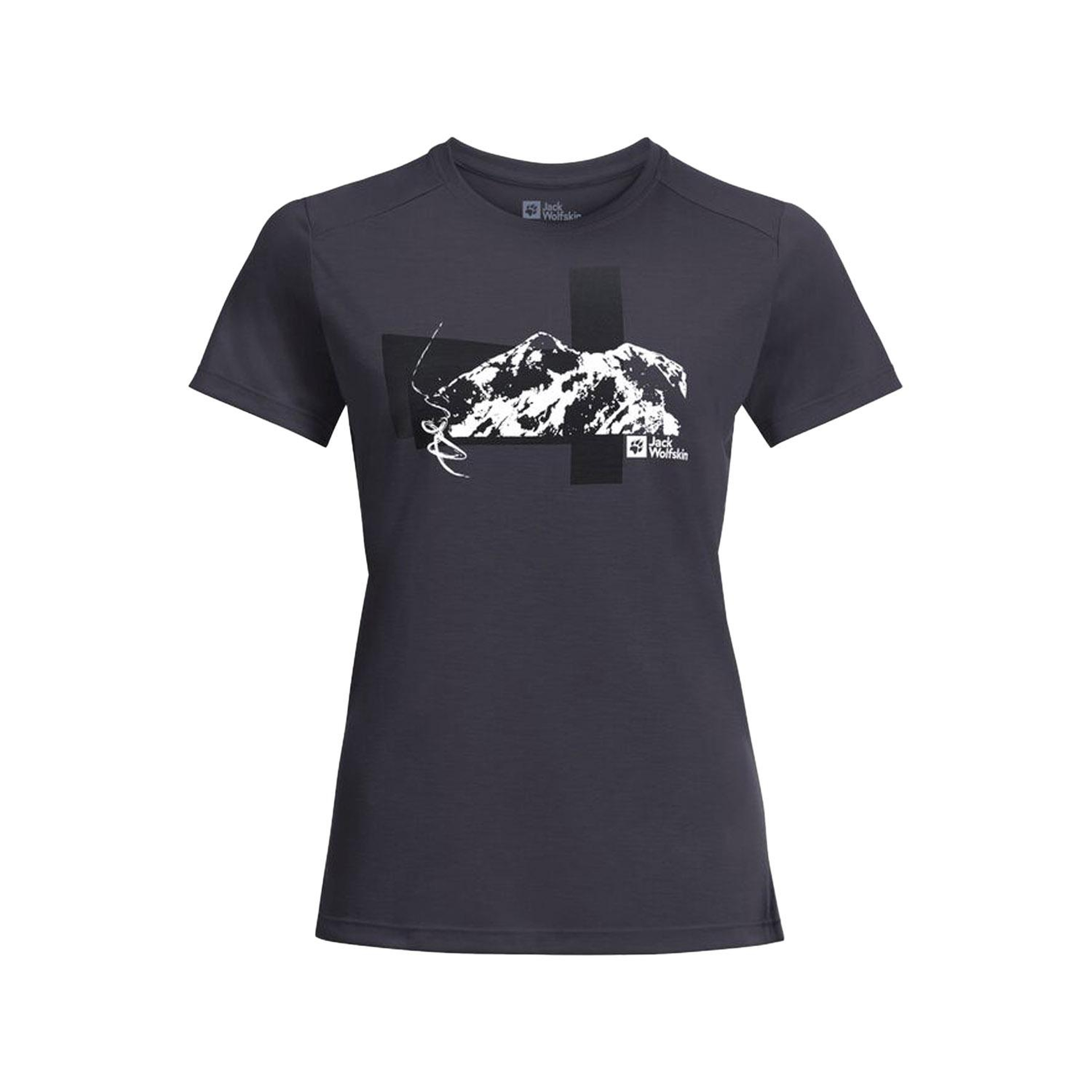Jack Wolfskin VonAksesuar Graphic Kadın Mavi Tişört