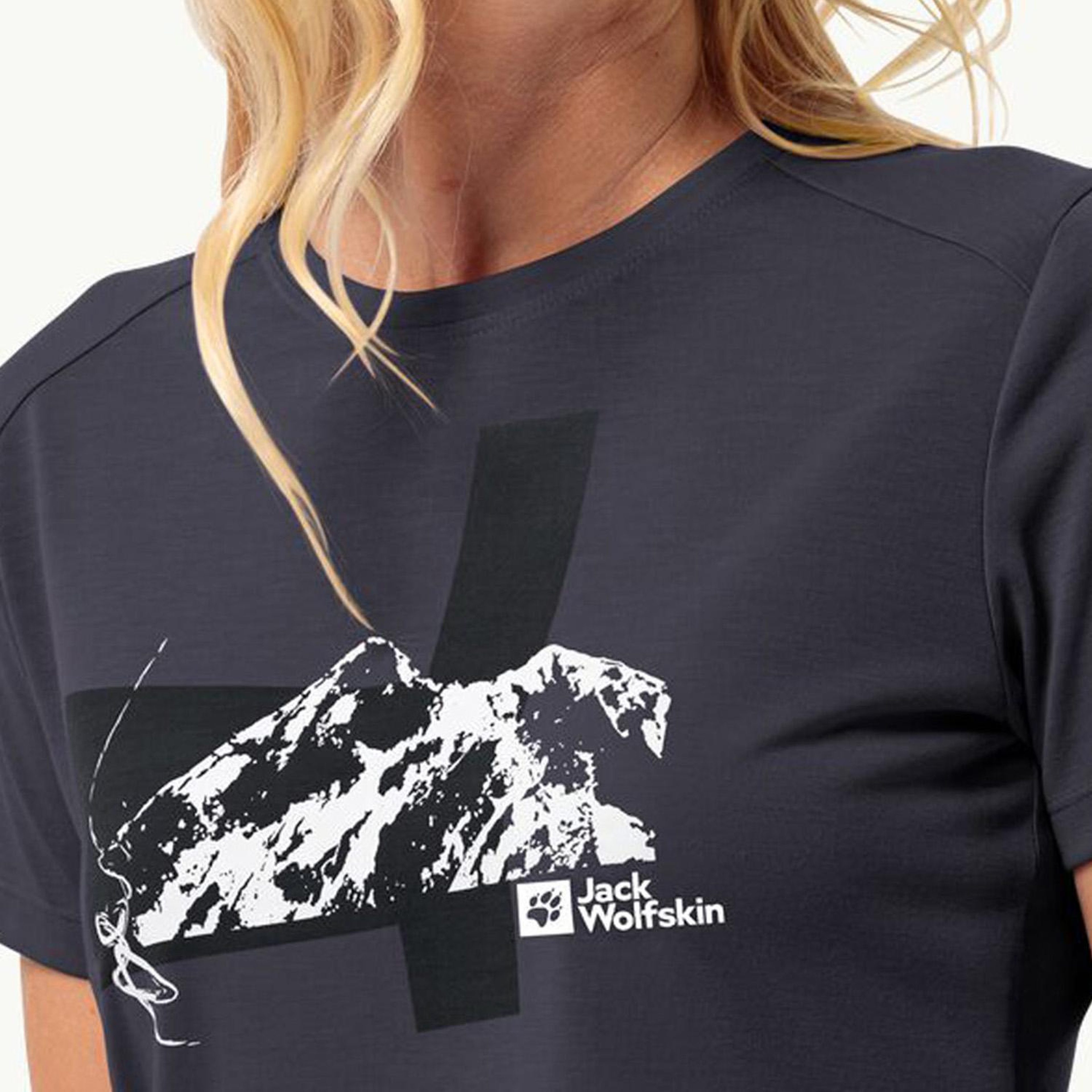 Jack Wolfskin VonAksesuar Graphic Kadın Mavi Tişört