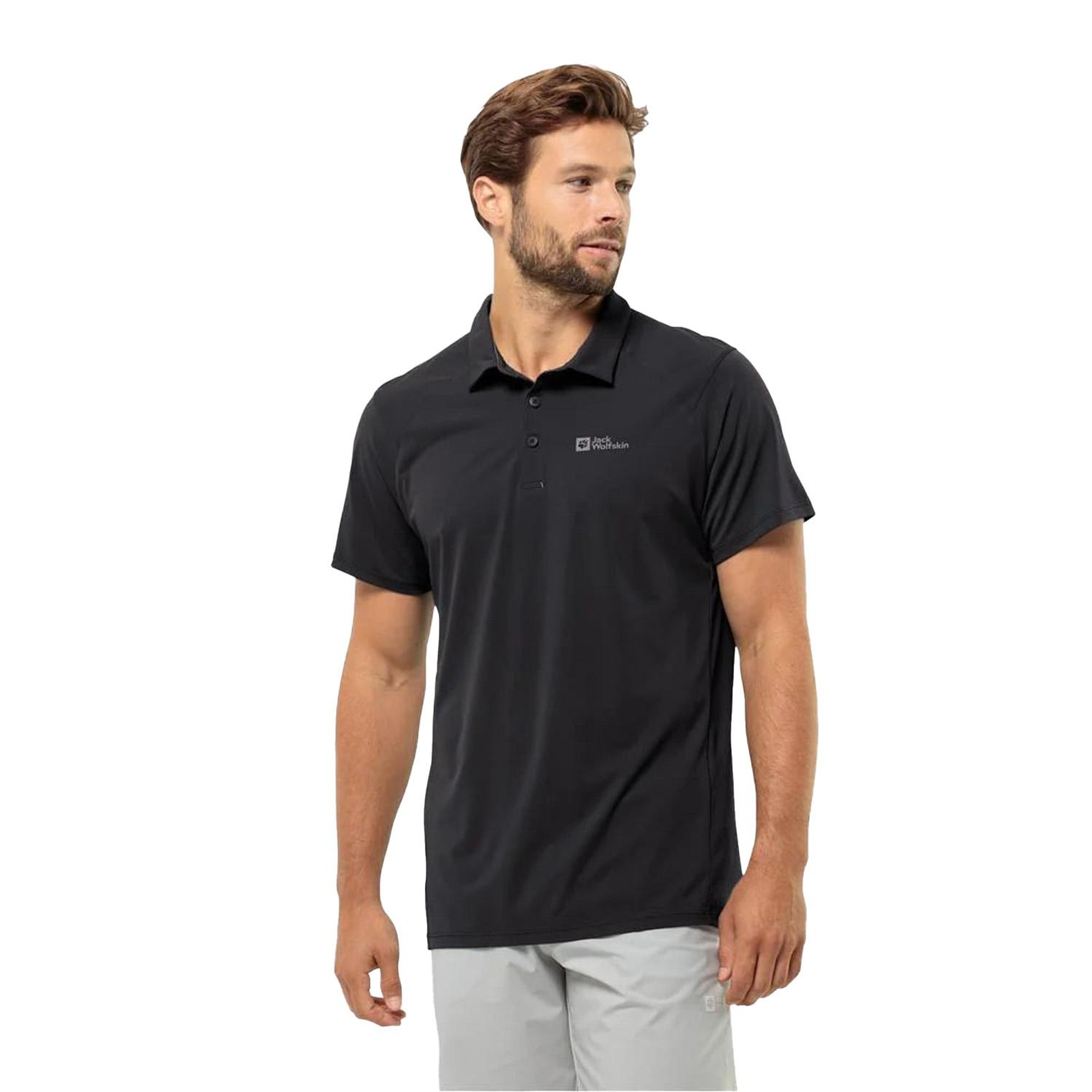 Jack Wolfskin Prelight Trail Polo Erkek Siyah Polo Tişört