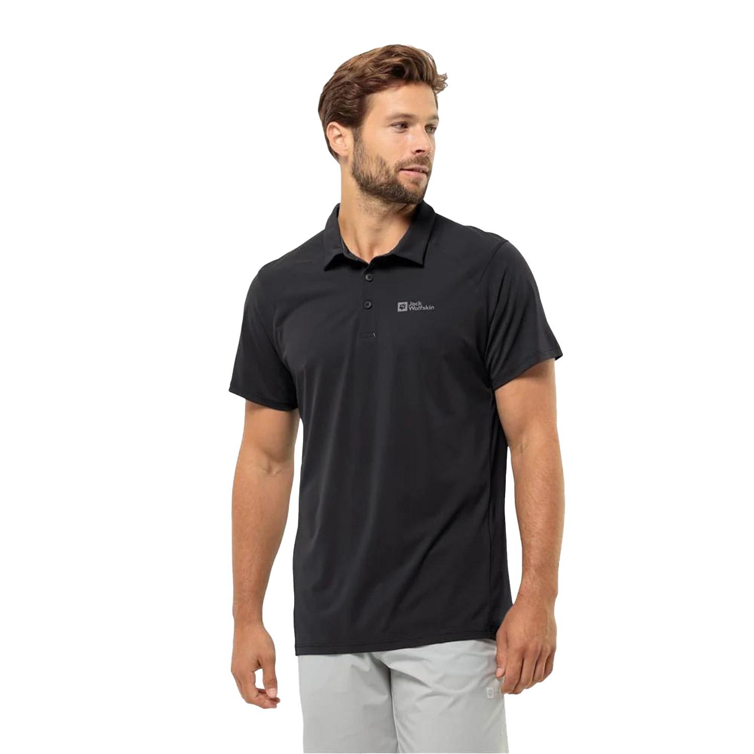 Jack Wolfskin Prelight Trail Polo Erkek Siyah Polo Tişört