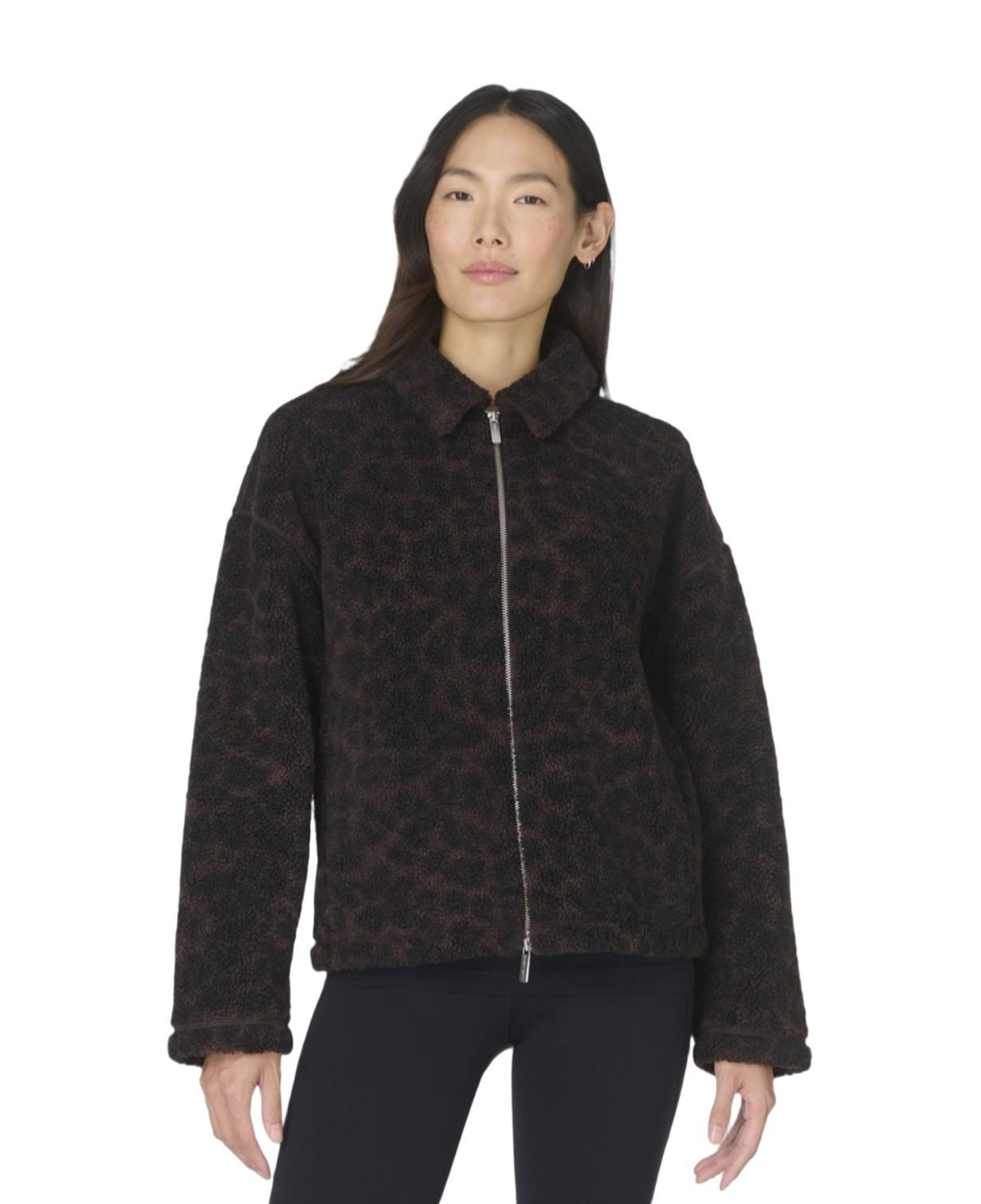 Sweaty Betty Plush Collared Fleece Kadın Kahverengi Polar