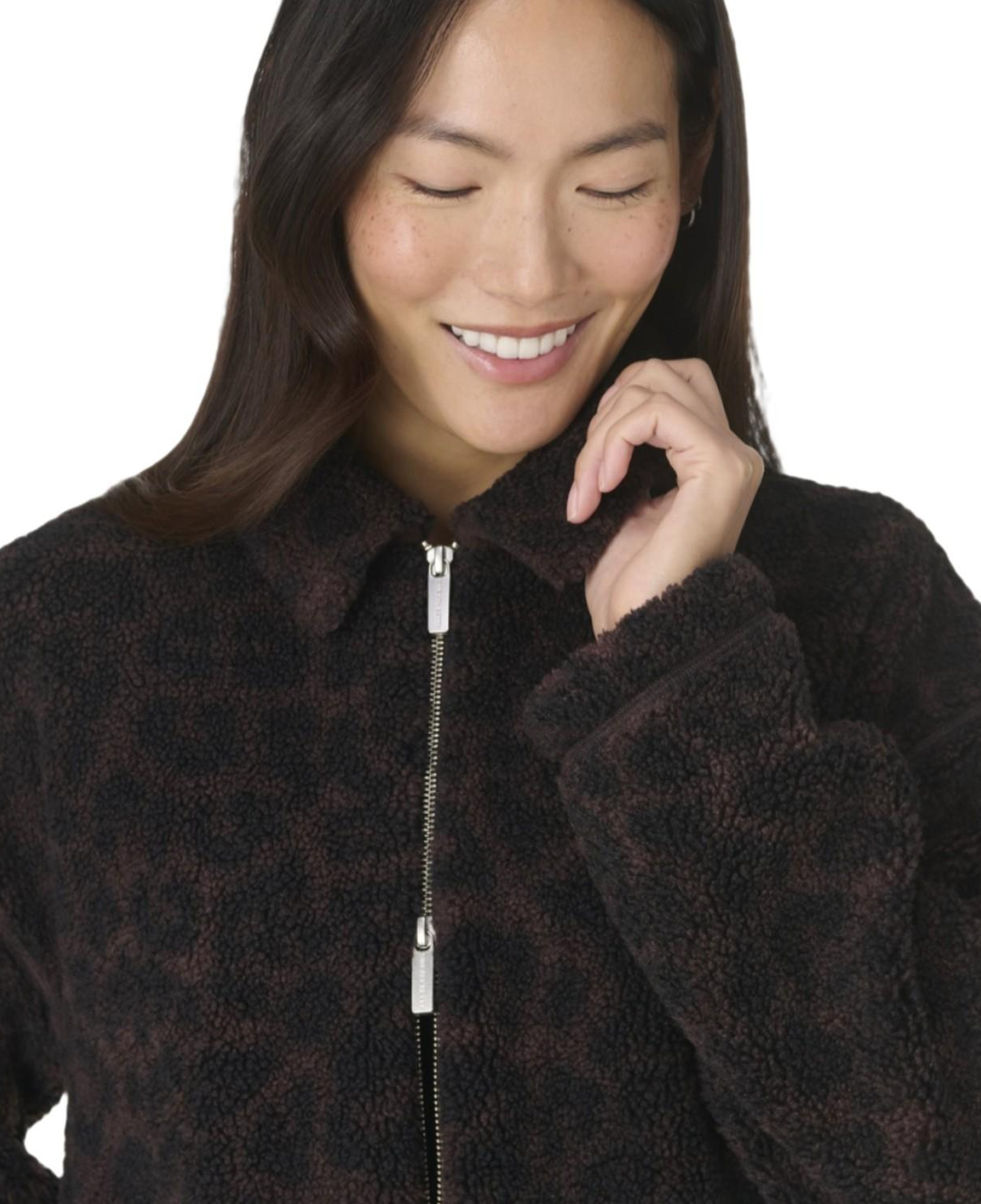 Sweaty Betty Plush Collared Fleece Kadın Kahverengi Polar