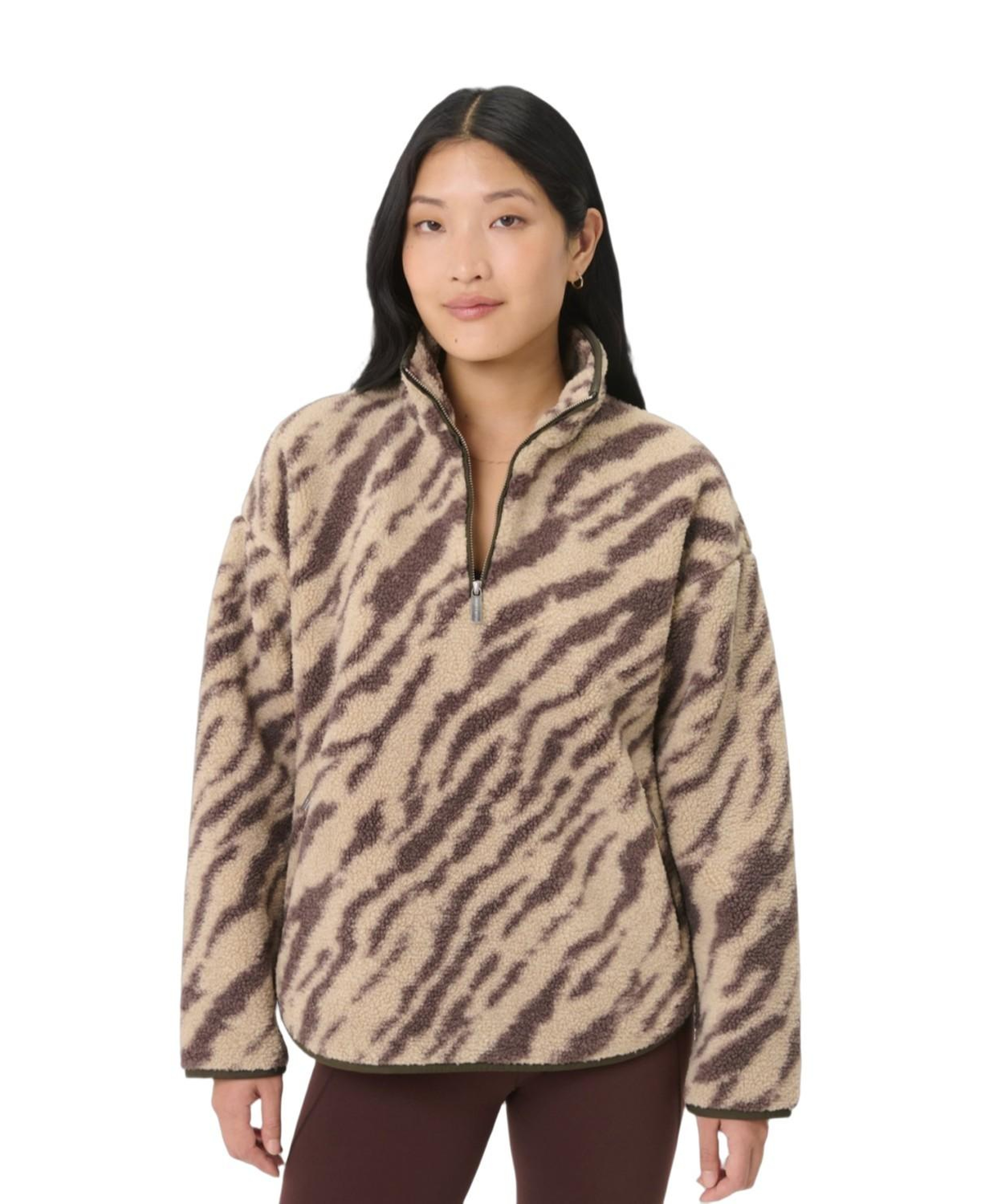 Sweaty Betty New Plush Half Zip Kadın Bej Polar