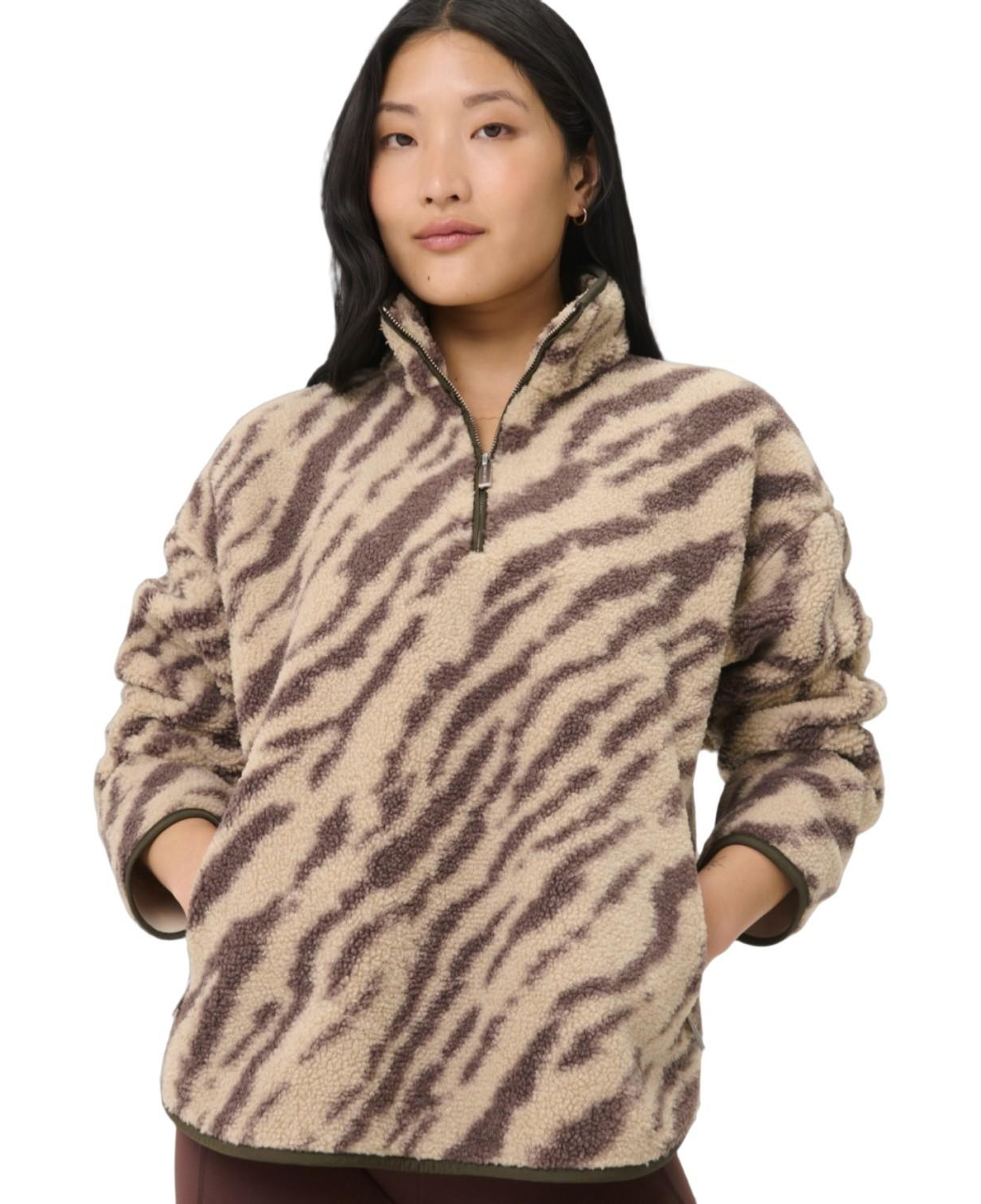 Sweaty Betty New Plush Half Zip Kadın Bej Polar