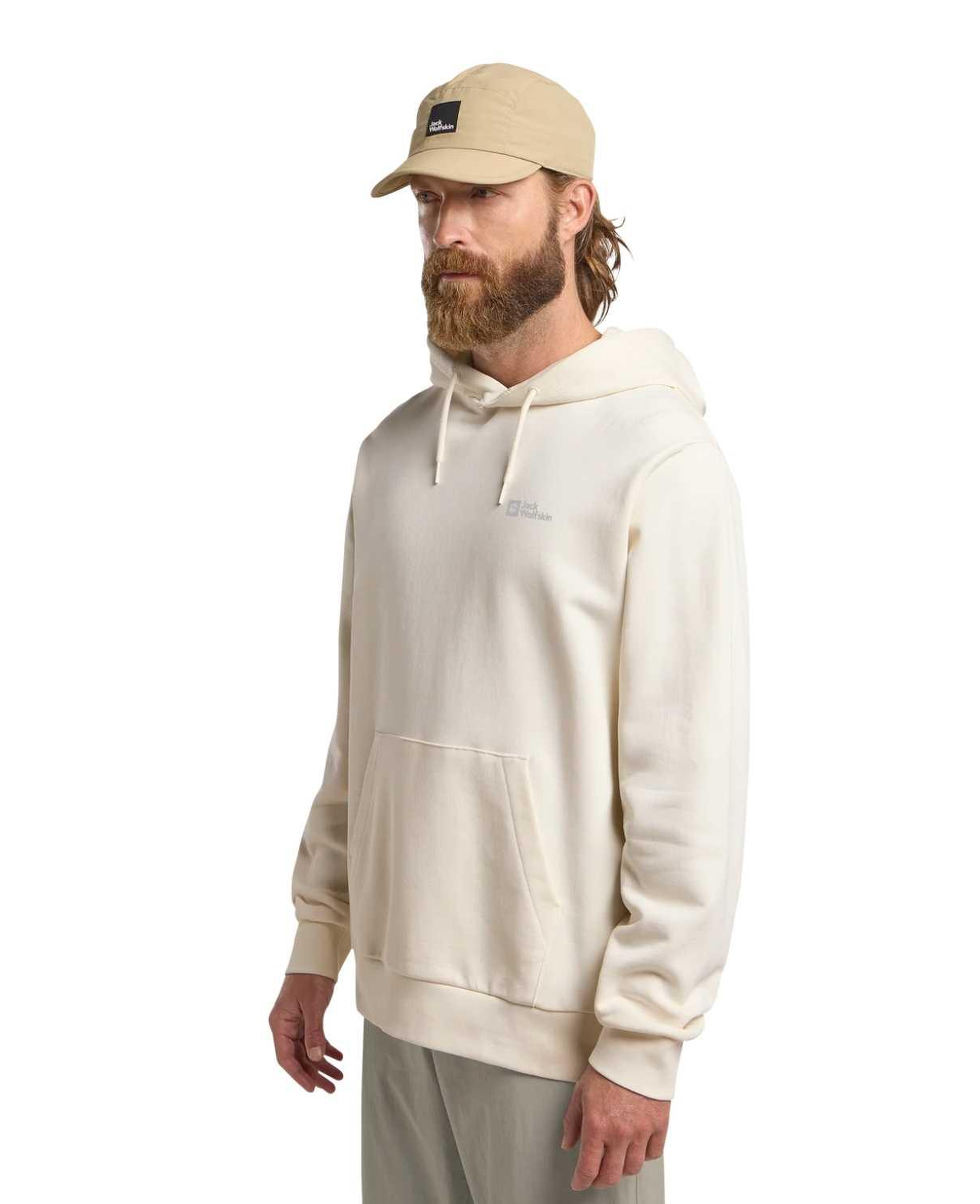 Jack Wolfskin Essential Hoodie Erkek Beyaz Sweat