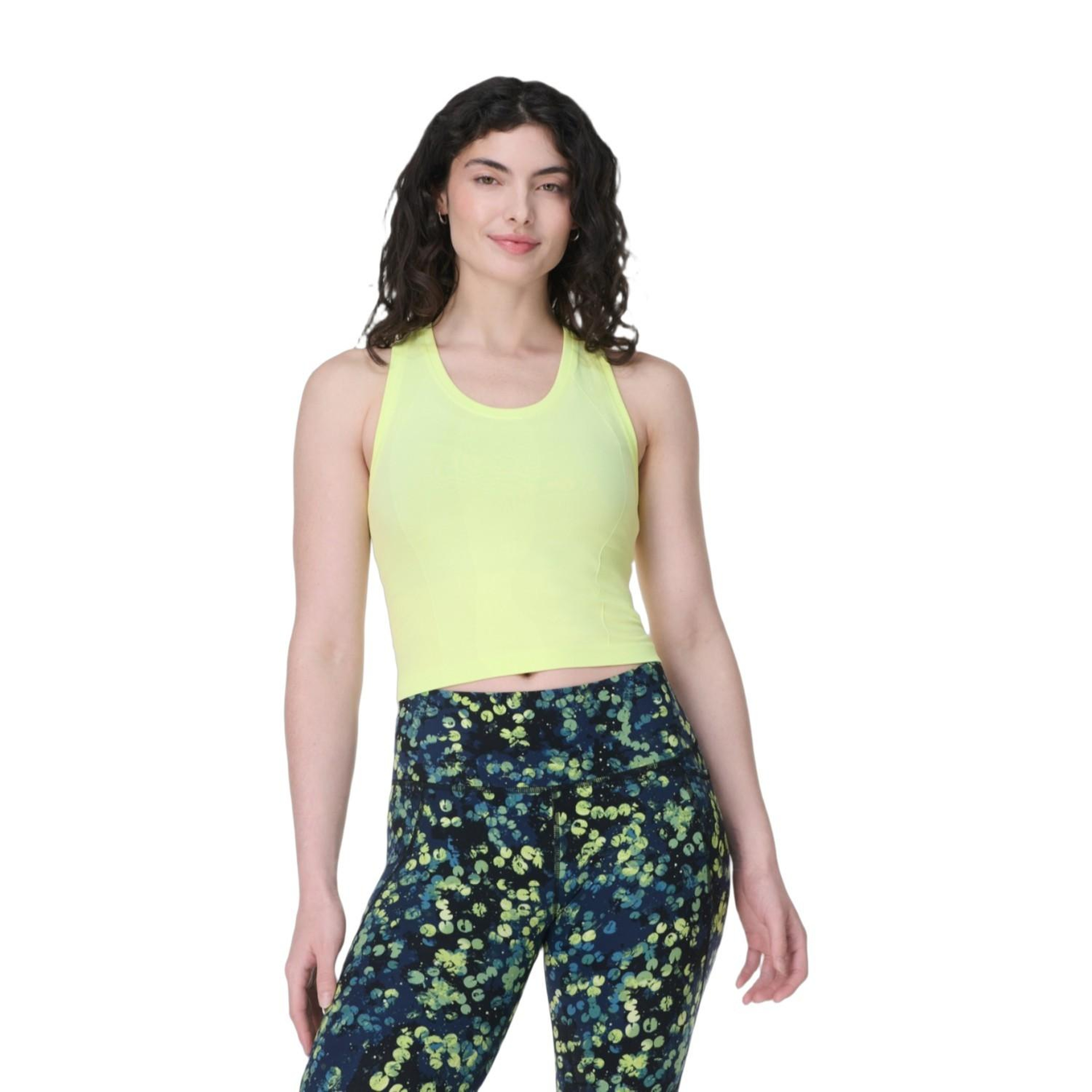 Sweaty Betty Athlete Crop Seamless Workout Kadın Yeşil Tank Top