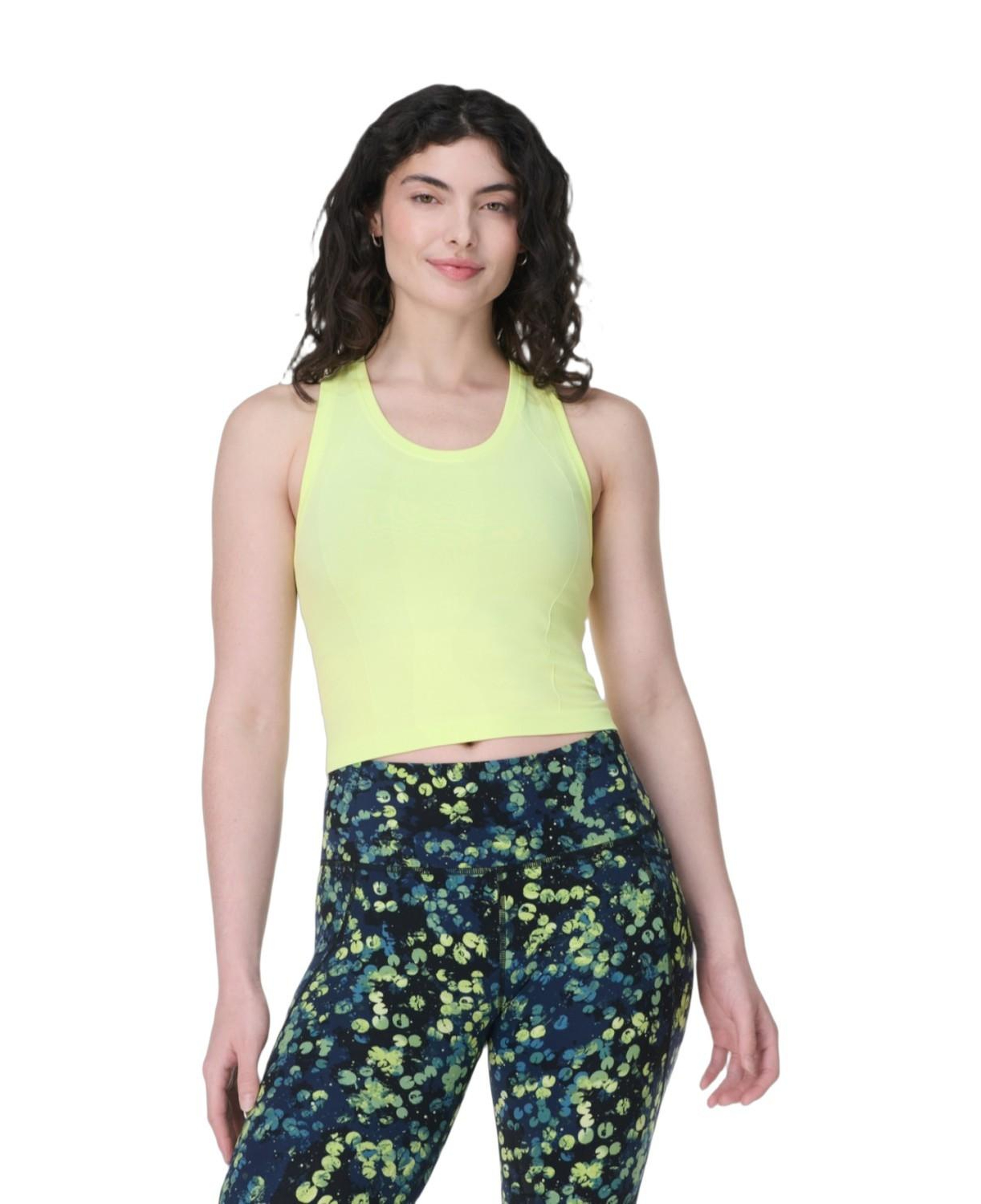 Sweaty Betty Athlete Crop Seamless Workout Kadın Yeşil Tank Top