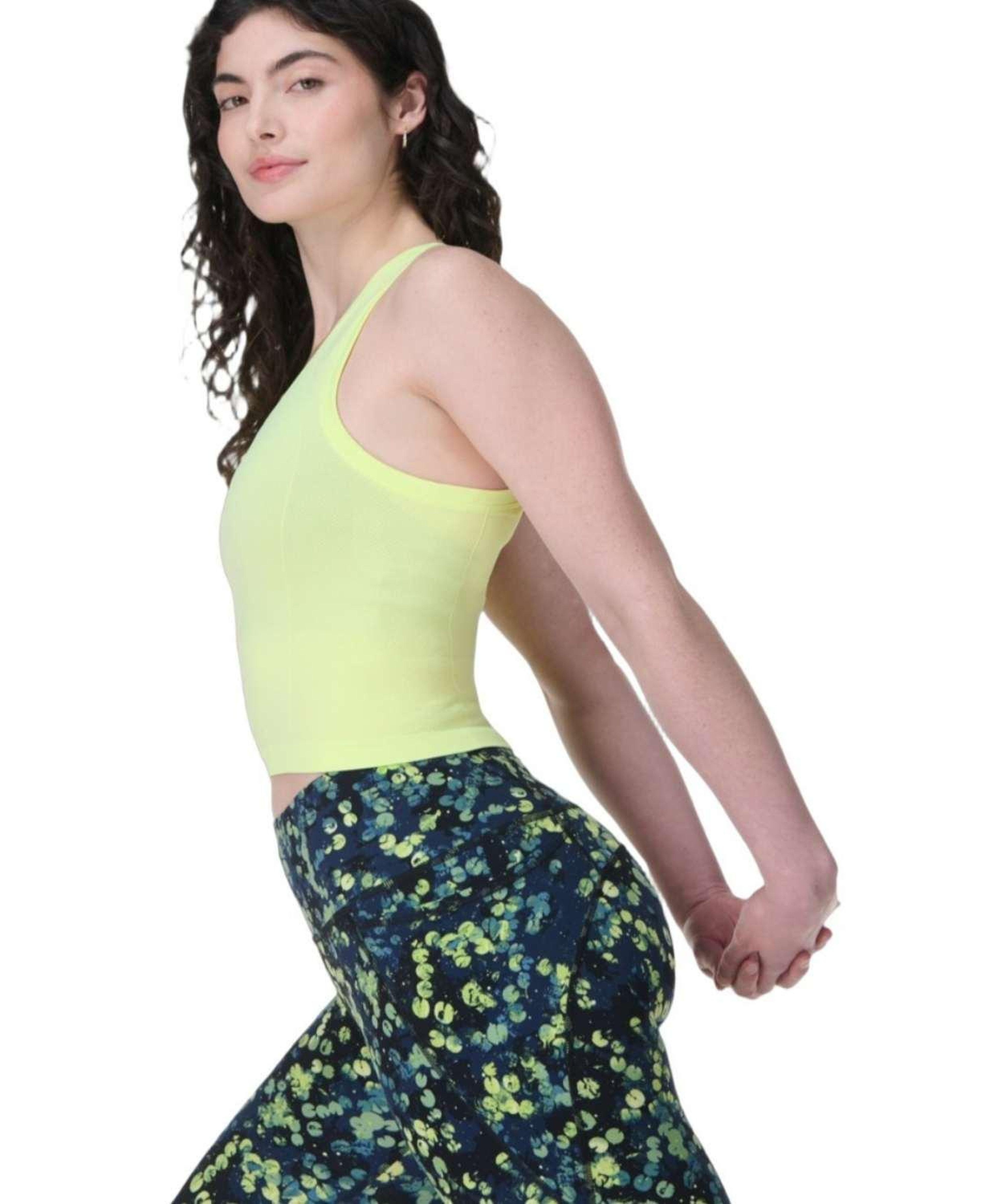 Sweaty Betty Athlete Crop Seamless Workout Kadın Yeşil Tank Top