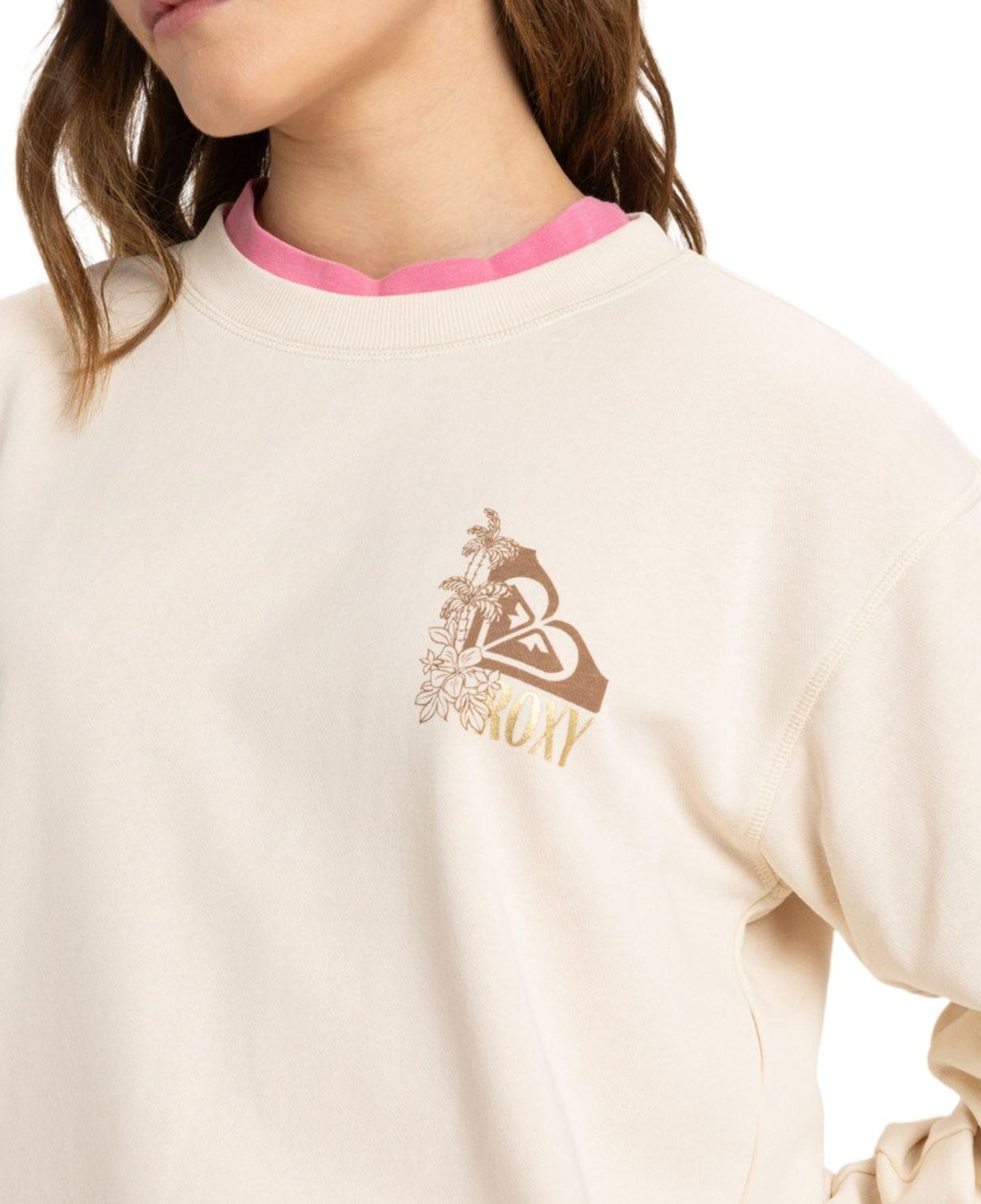 Roxy Surf Stoked Crew Terry Vint Kadın Bej Sweat