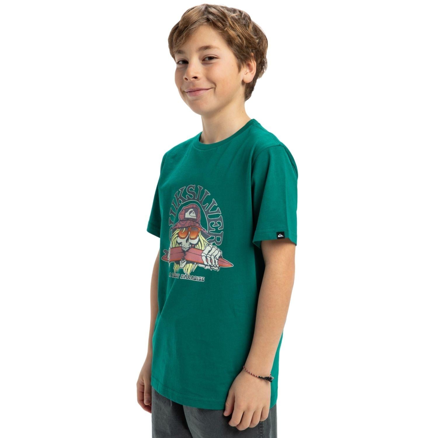 Quiksilver Ev Skull Feast Erkek Çocuk Yeşil Tişört
