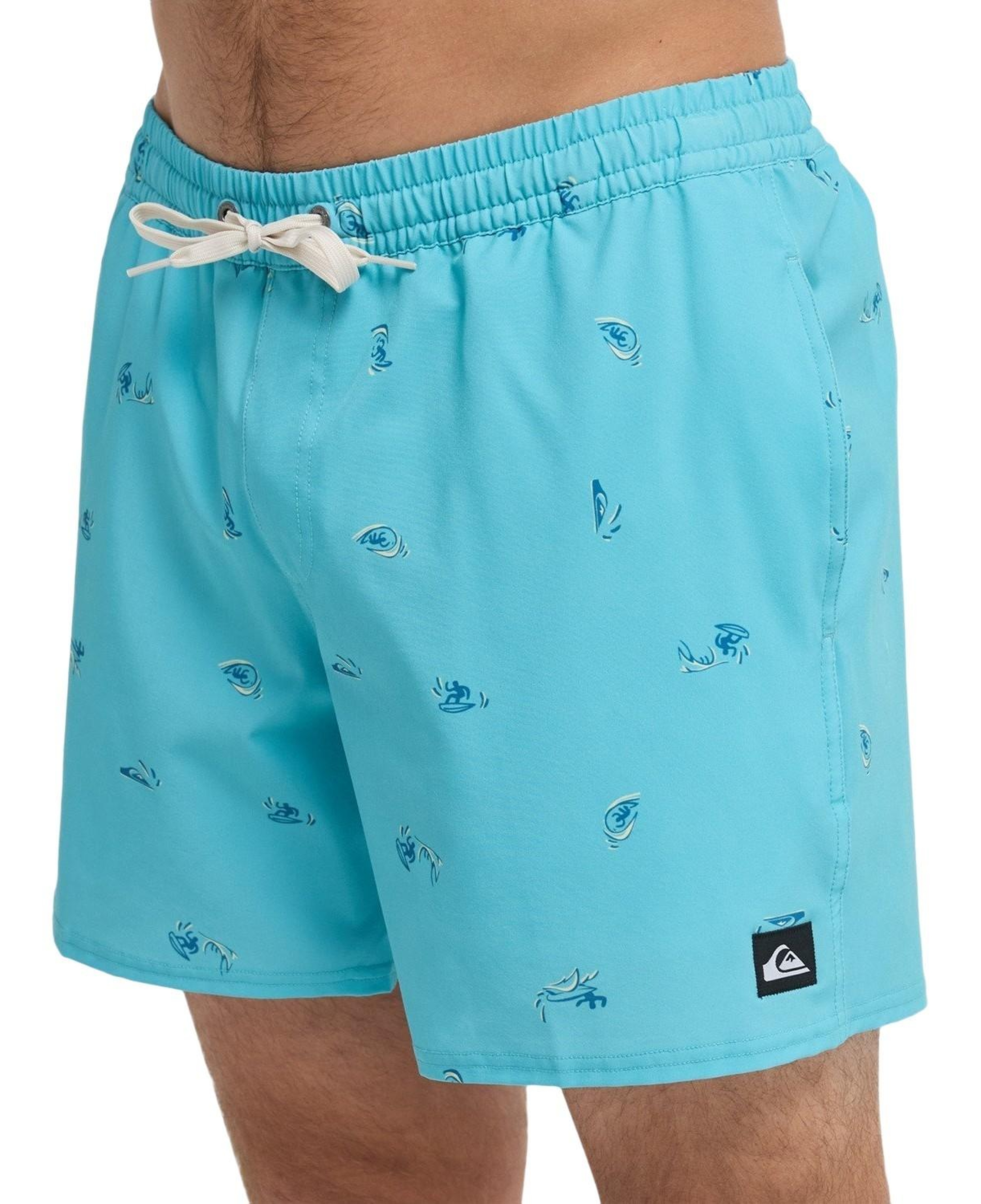 Quiksilver Stretch Printed Erkek Mavi Volley Short