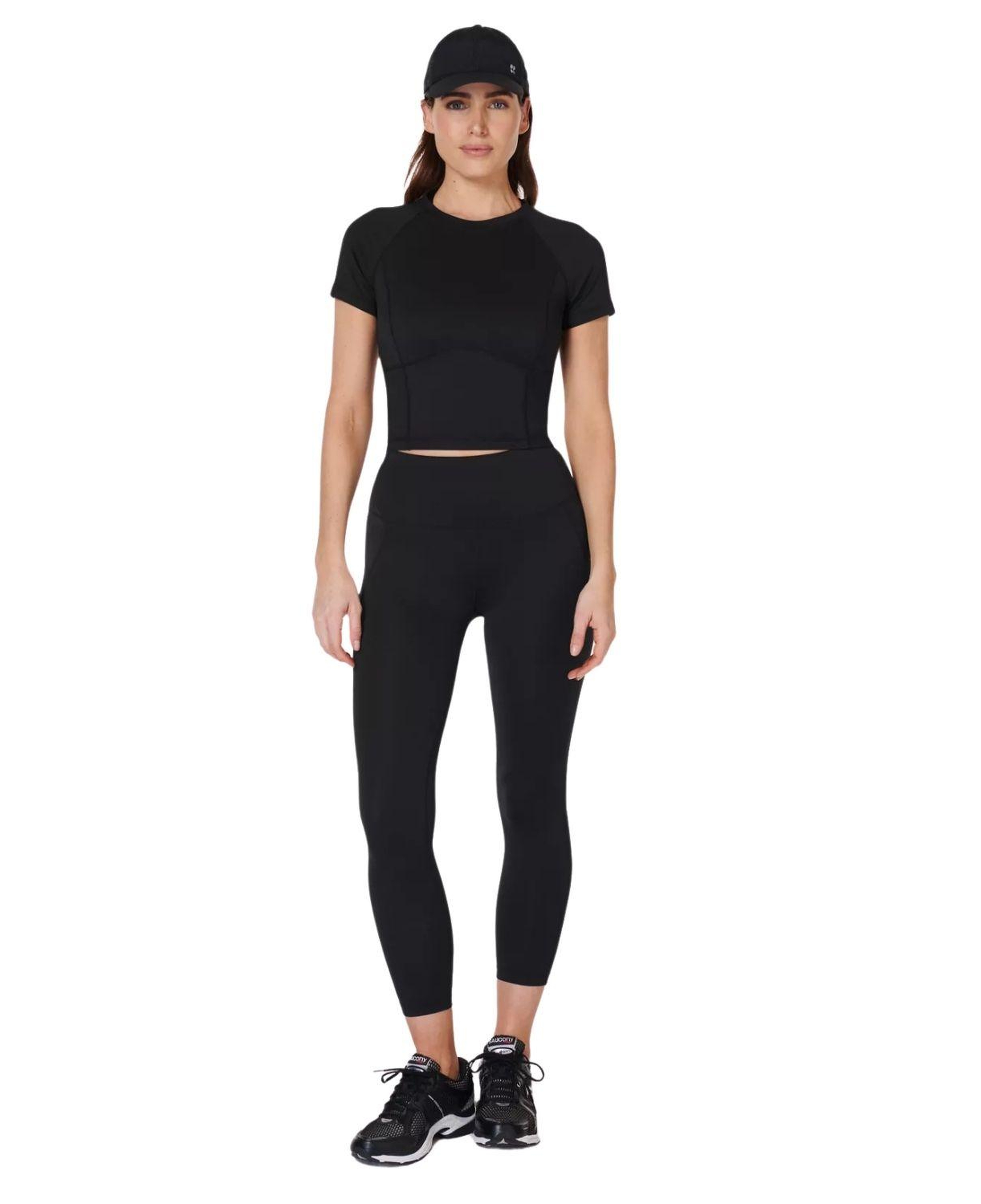Sweaty Betty All Day Cropped Kadın Siyah Tişört