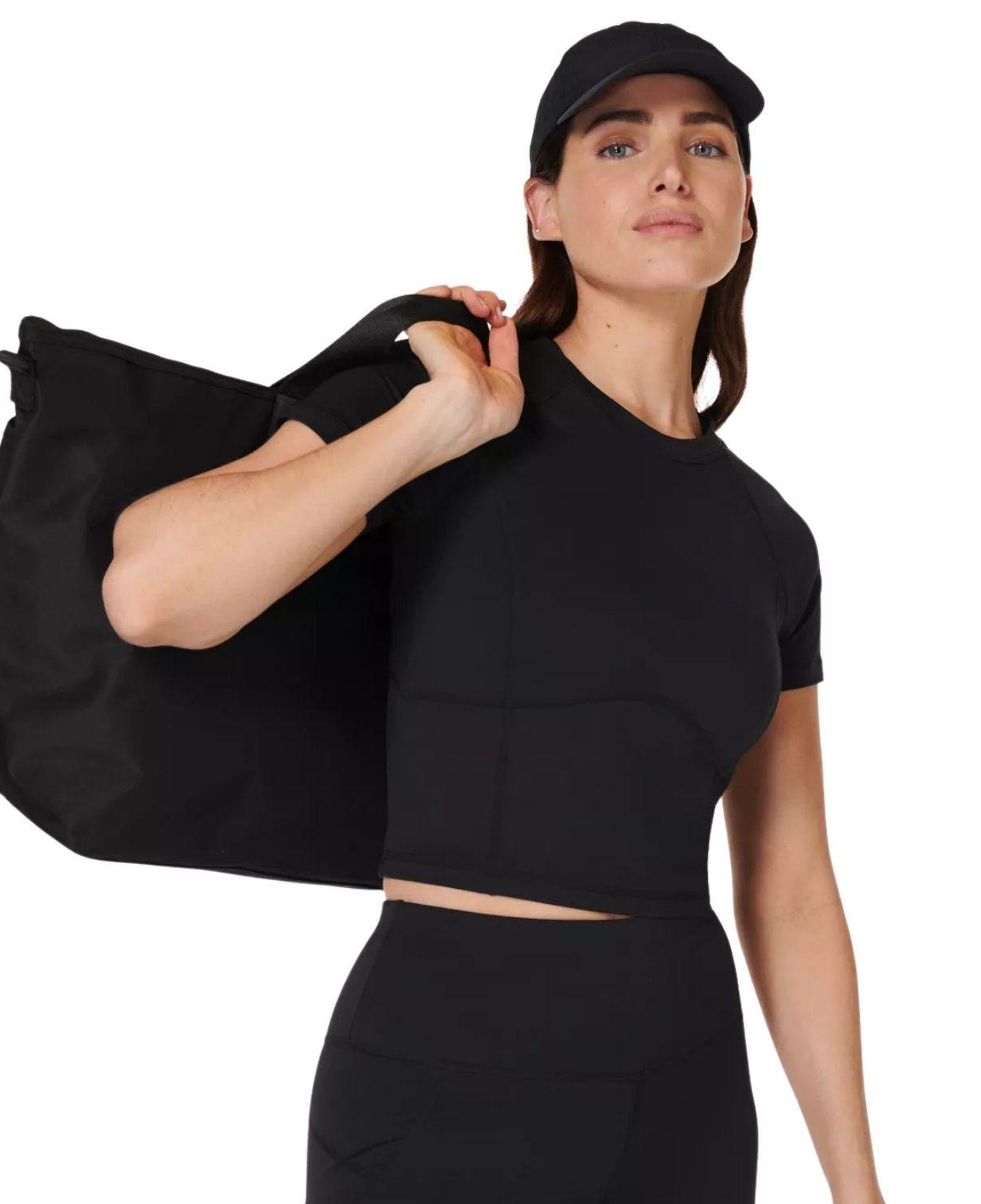 Sweaty Betty All Day Cropped Kadın Siyah Tişört