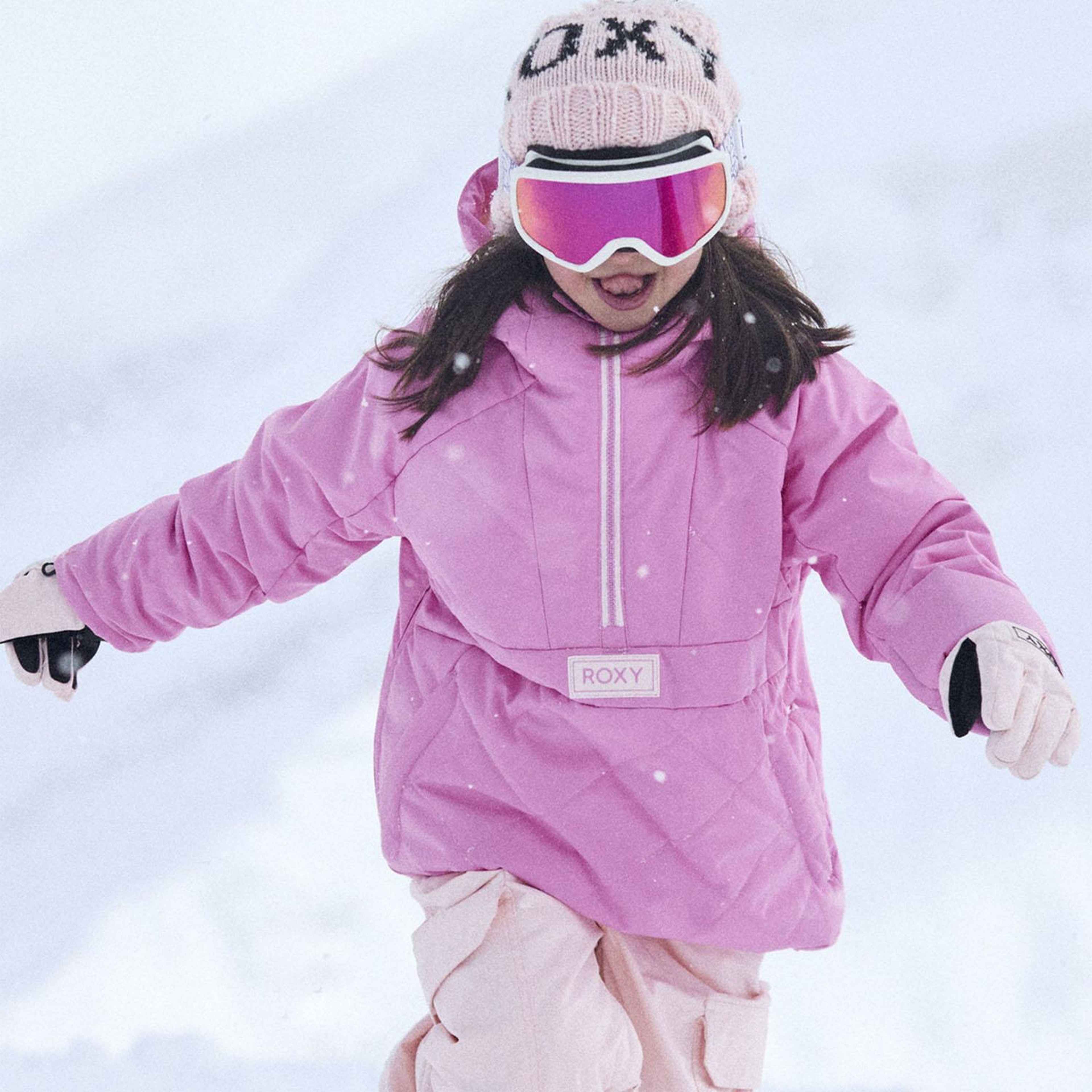 Roxy Radiant Lines Overhead Kız Çocuk Pembe Snowboard Ceketi
