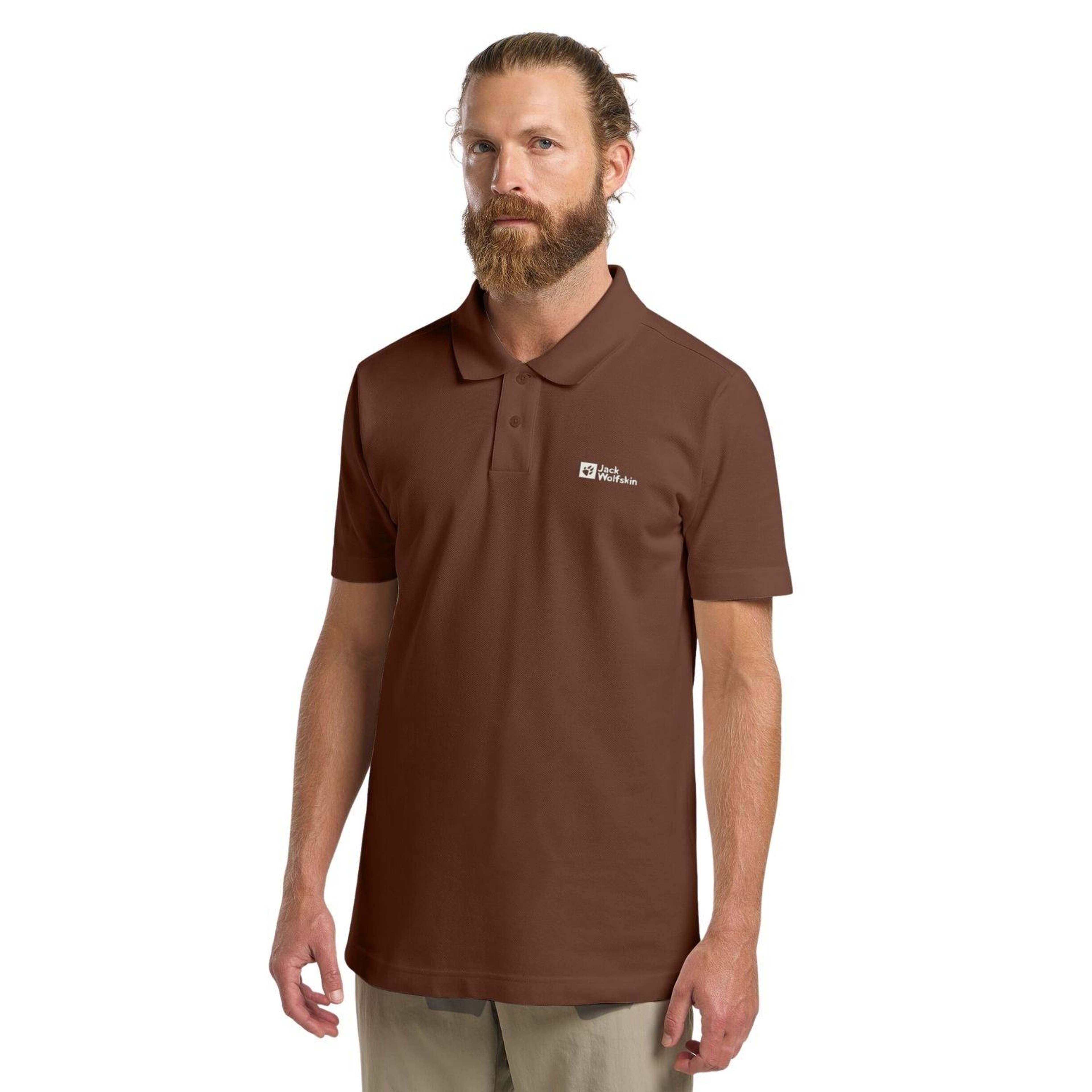 Jack Wolfskin Essential Polo Erkek Kırmızı Polo Tişört