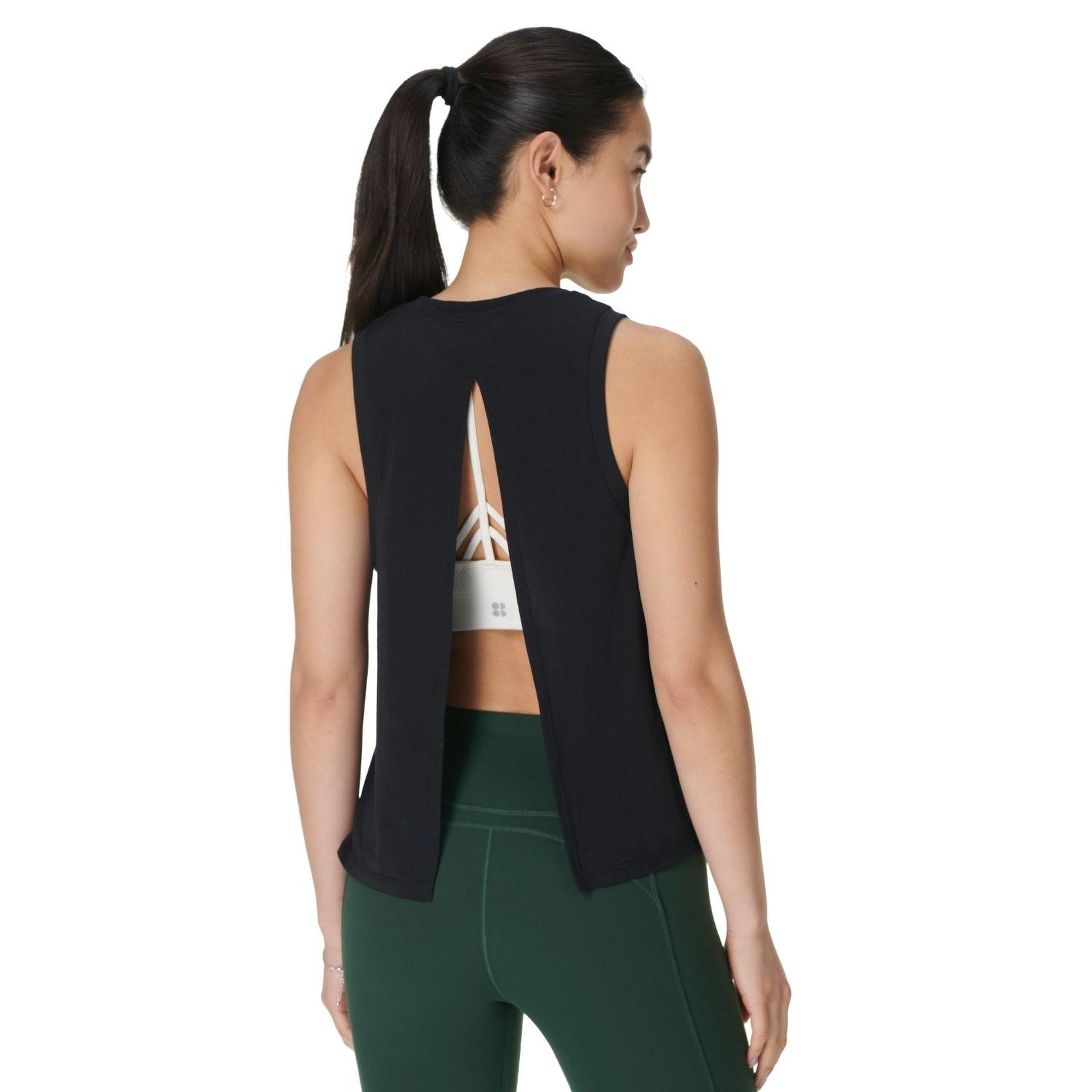 Sweaty Betty Soft Flow Double Up Bra Tank Kadın Siyah Fitness Bra
