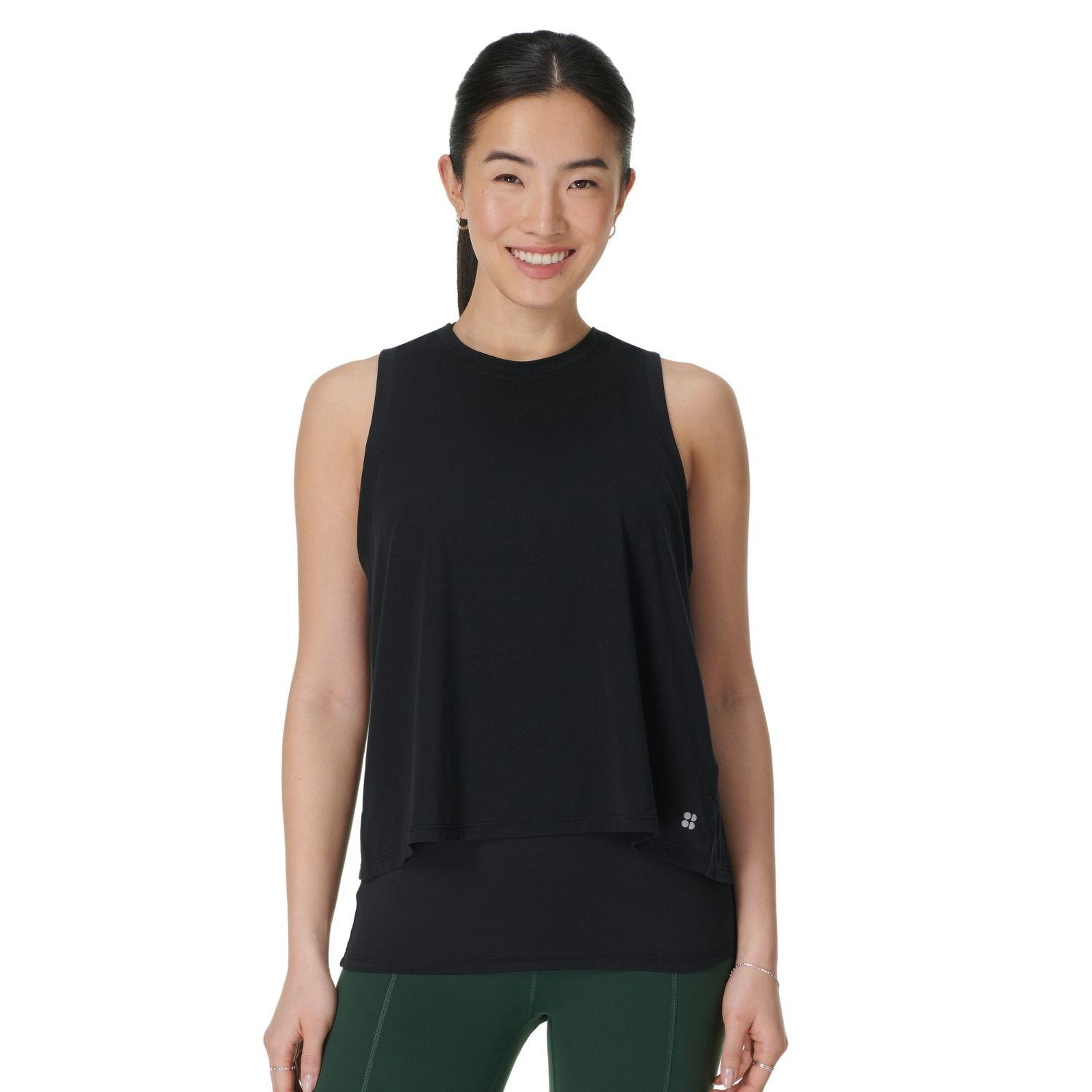 Sweaty Betty Soft Flow Double Up Bra Tank Kadın Siyah Fitness Bra