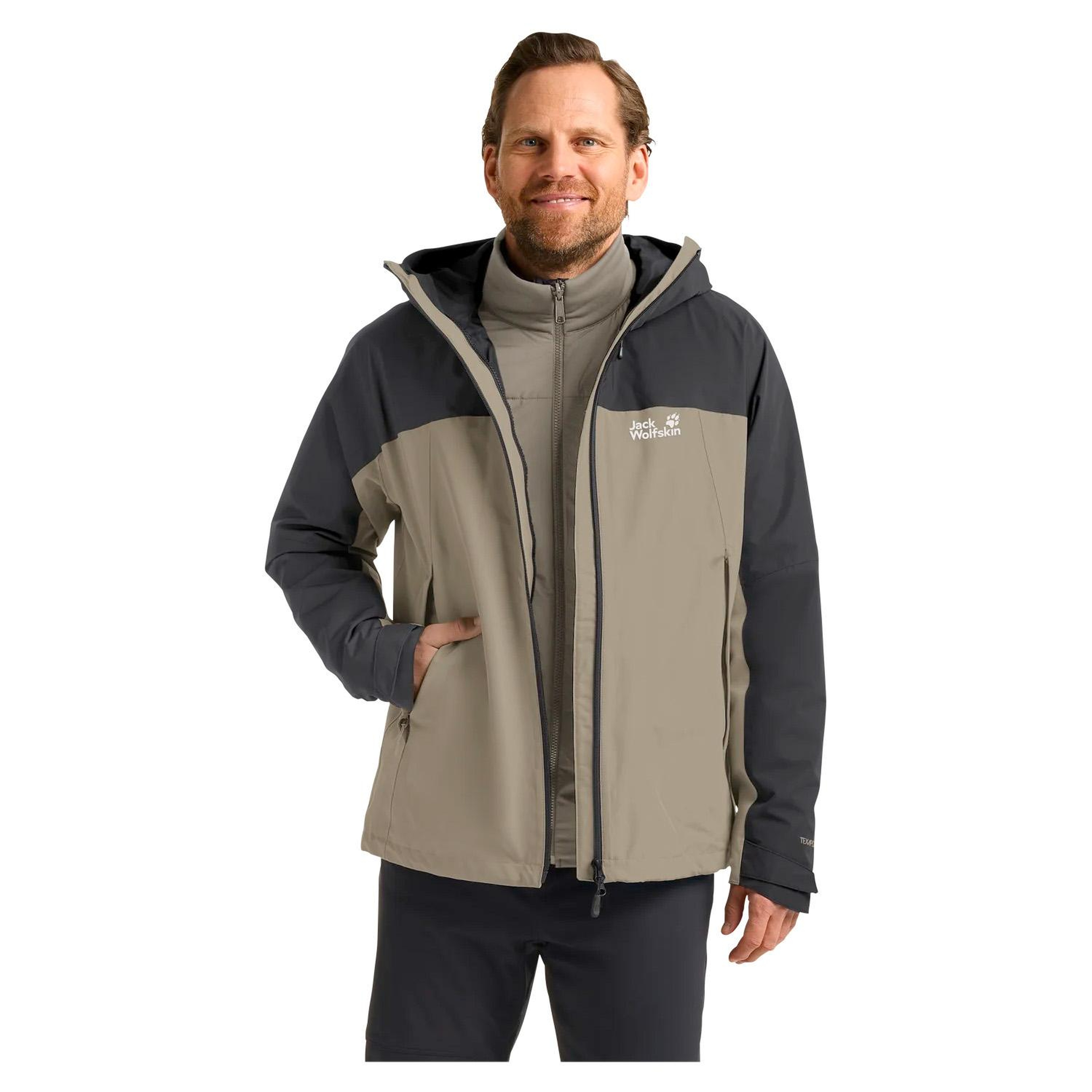 Jack Wolfskin Wild Places 3in1 Erkek Bej Outdoor Ceketi