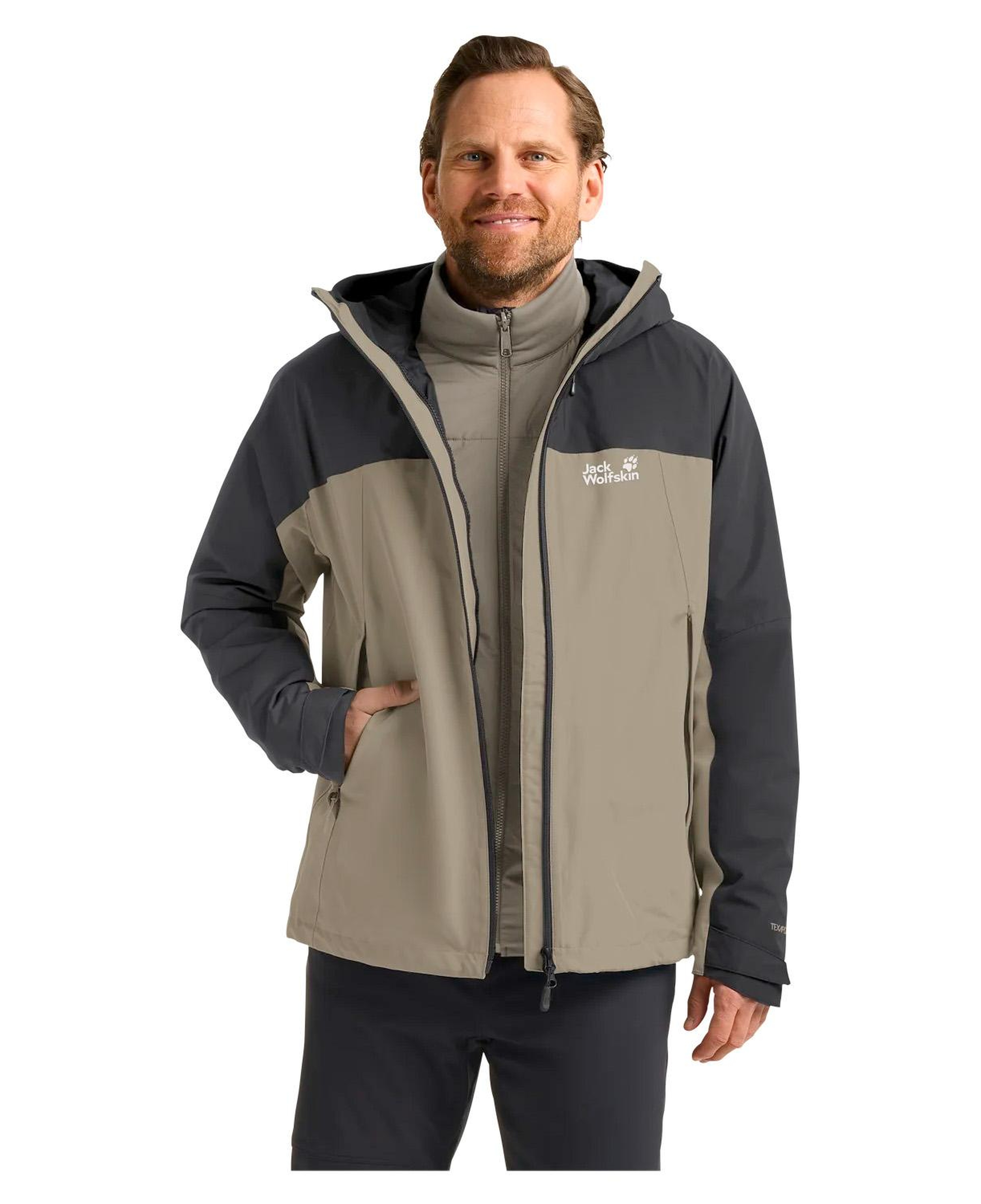 Jack Wolfskin Wild Places 3in1 Erkek Bej Outdoor Ceketi
