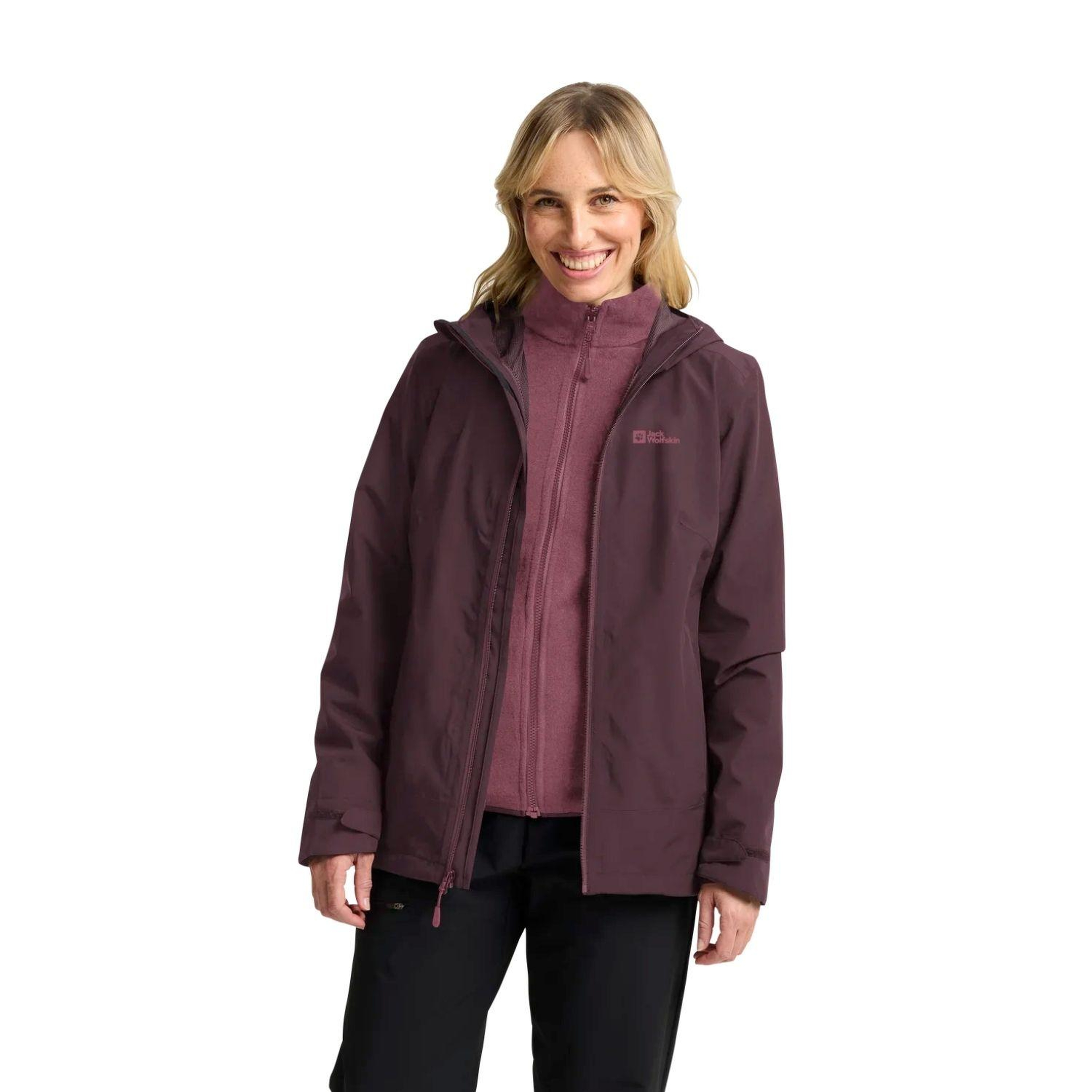 Jack Wolfskin Moonrise 3in1 Kadın Mor Outdoor Ceketi
