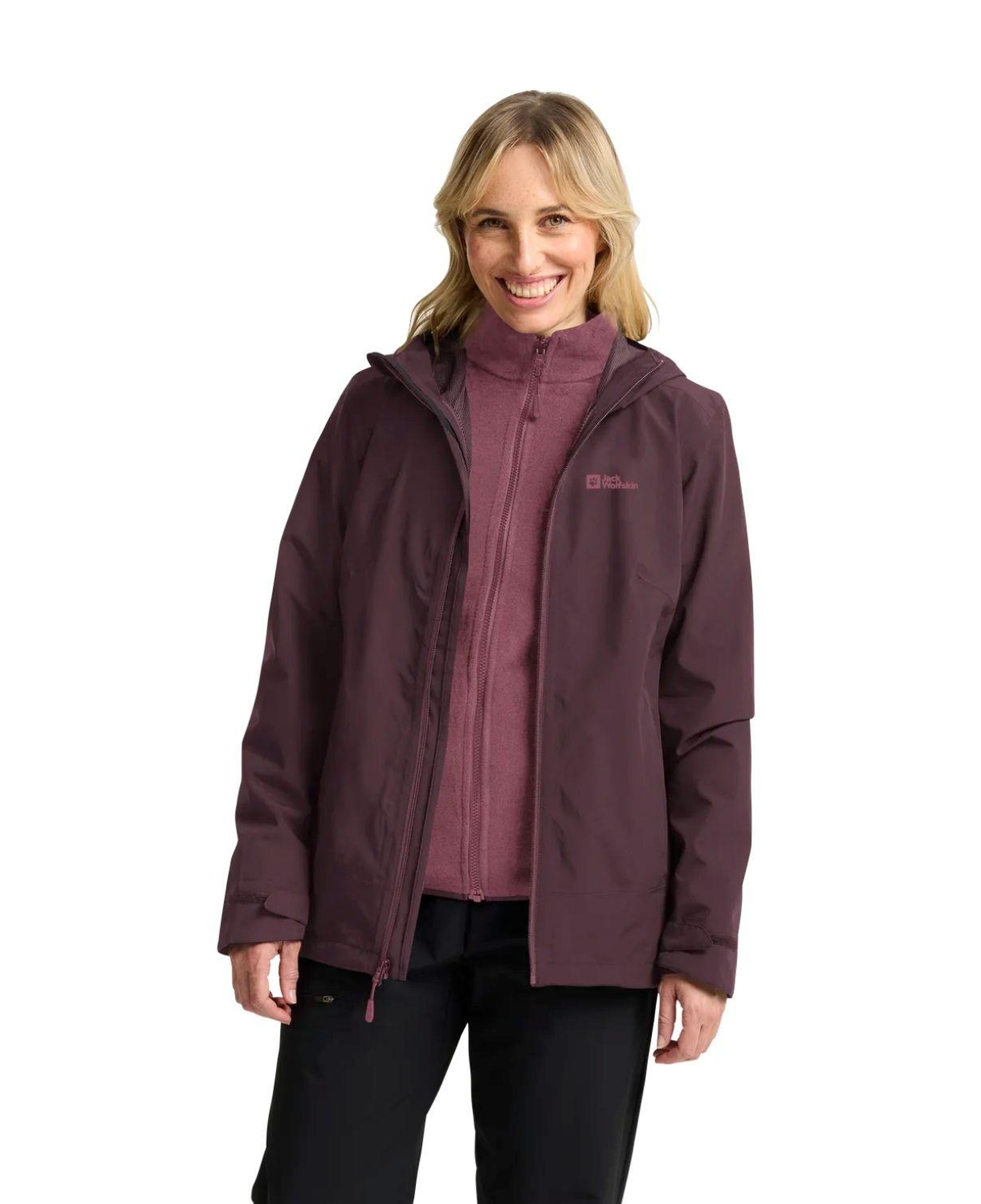Jack Wolfskin Moonrise 3in1 Kadın Mor Outdoor Ceketi