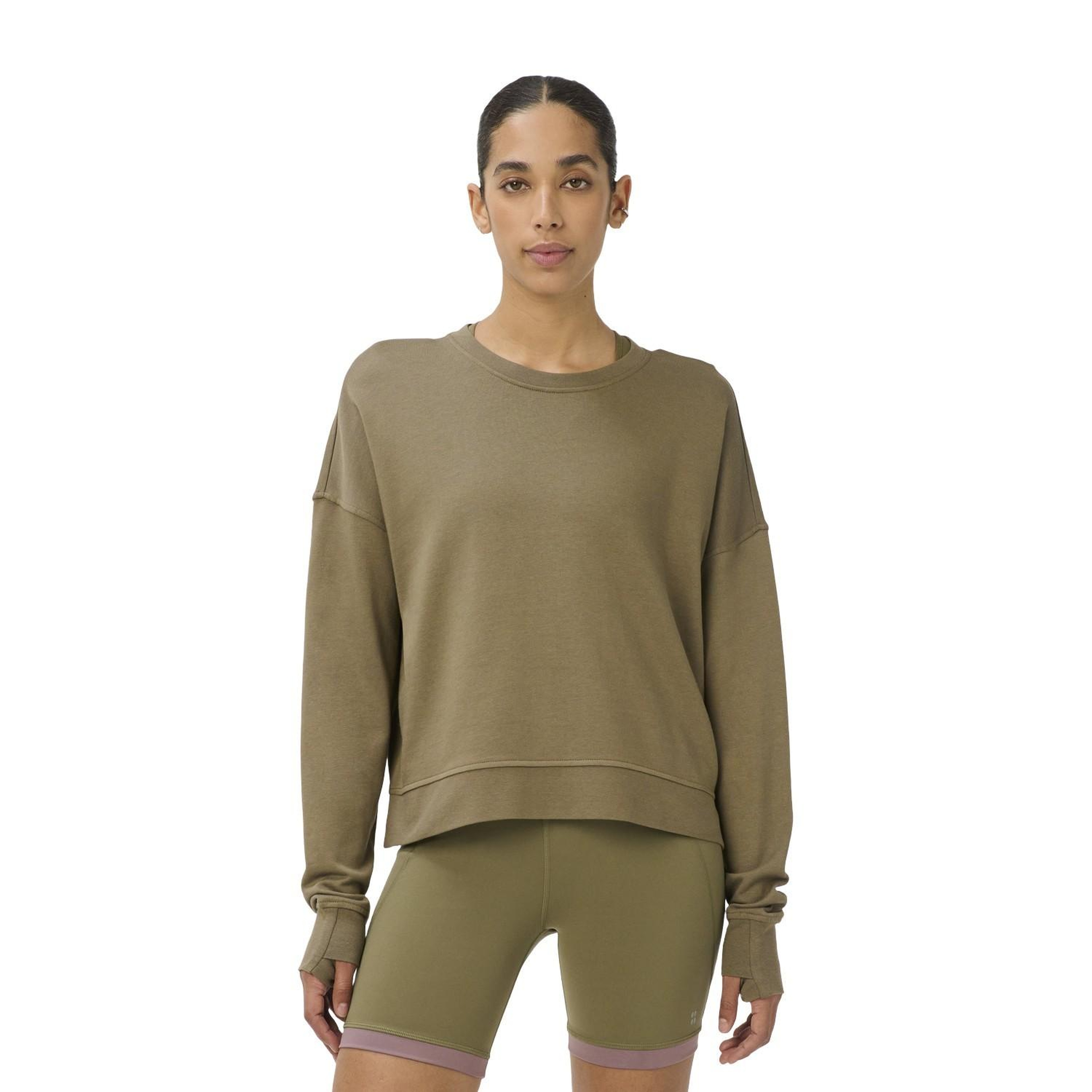 Sweaty Betty After Class Crop Kadın Kahverengi Sweat