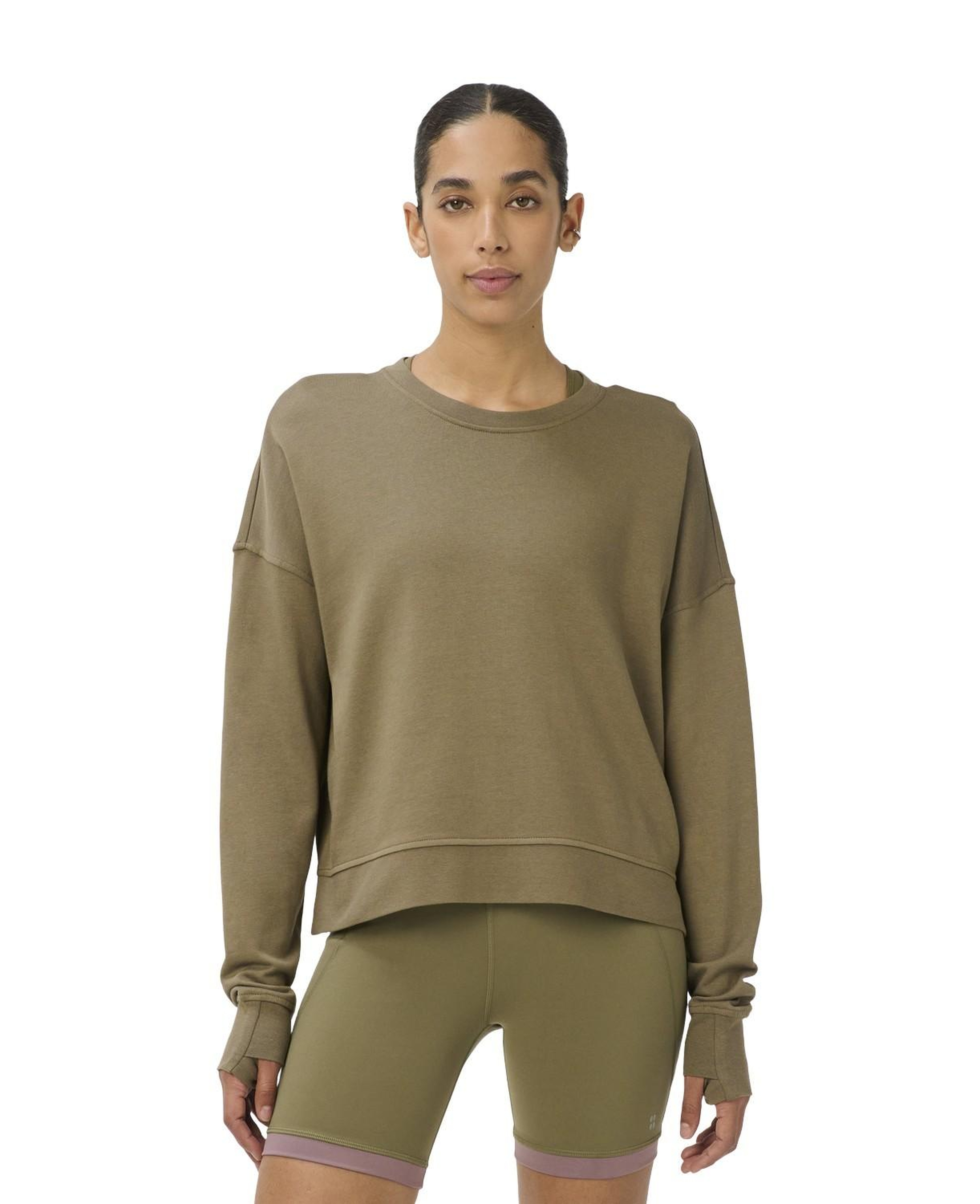 Sweaty Betty After Class Crop Kadın Kahverengi Sweat