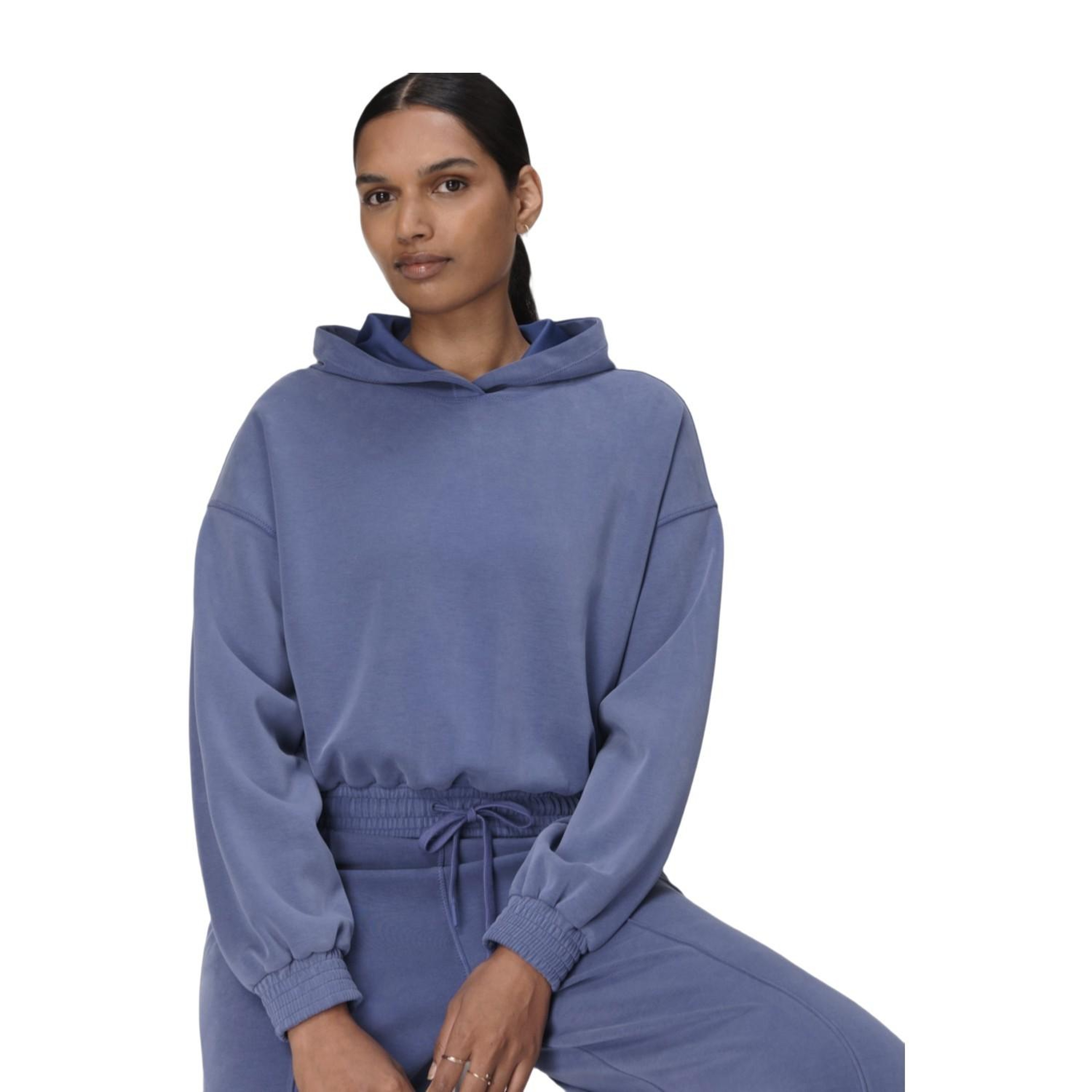 Sweaty Betty Sand Wash Cloudweight Crop Hoo Kadın Mavi Sweat