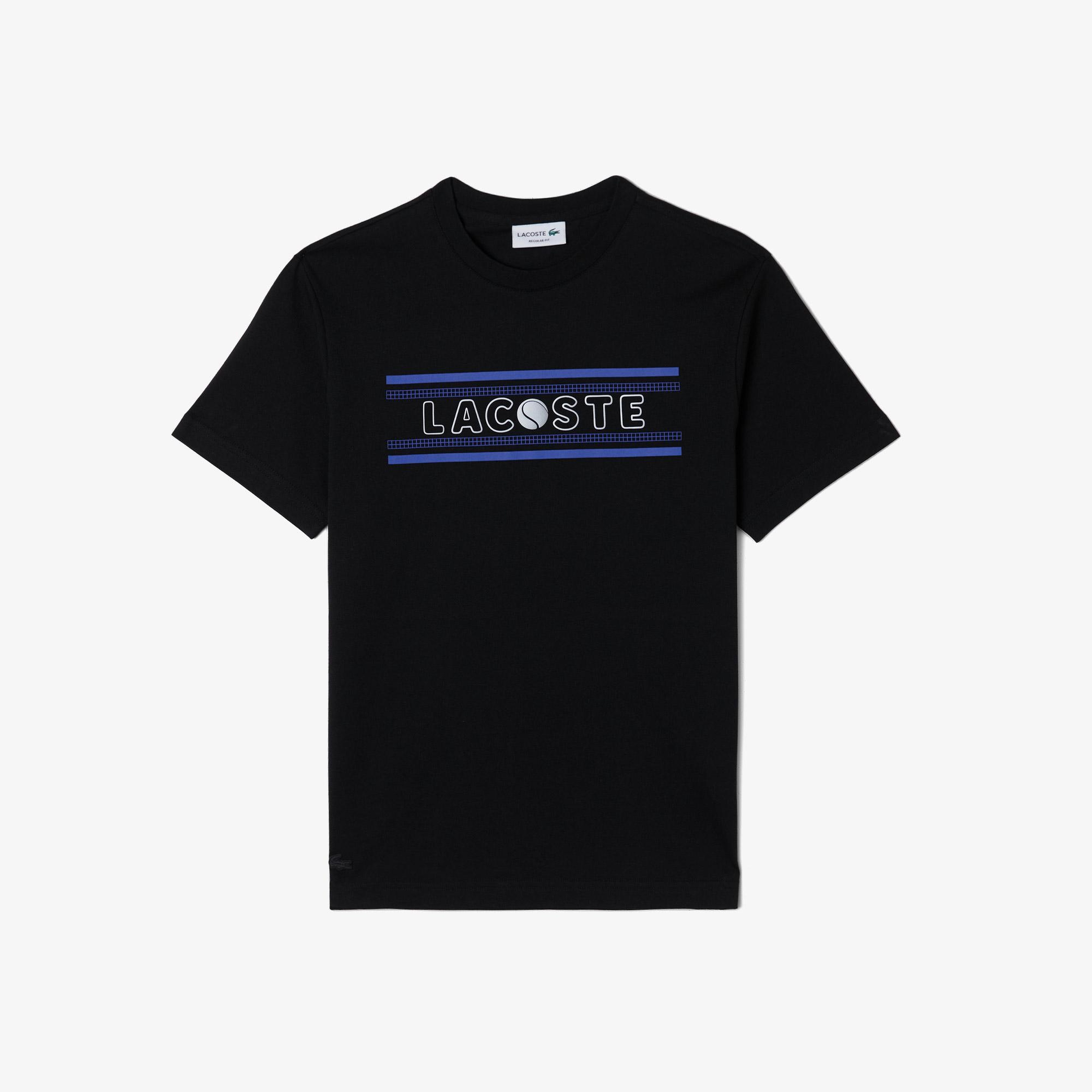 Erkek Regular Fit Bisiklet Yaka Baskılı Siyah T-Shirt
