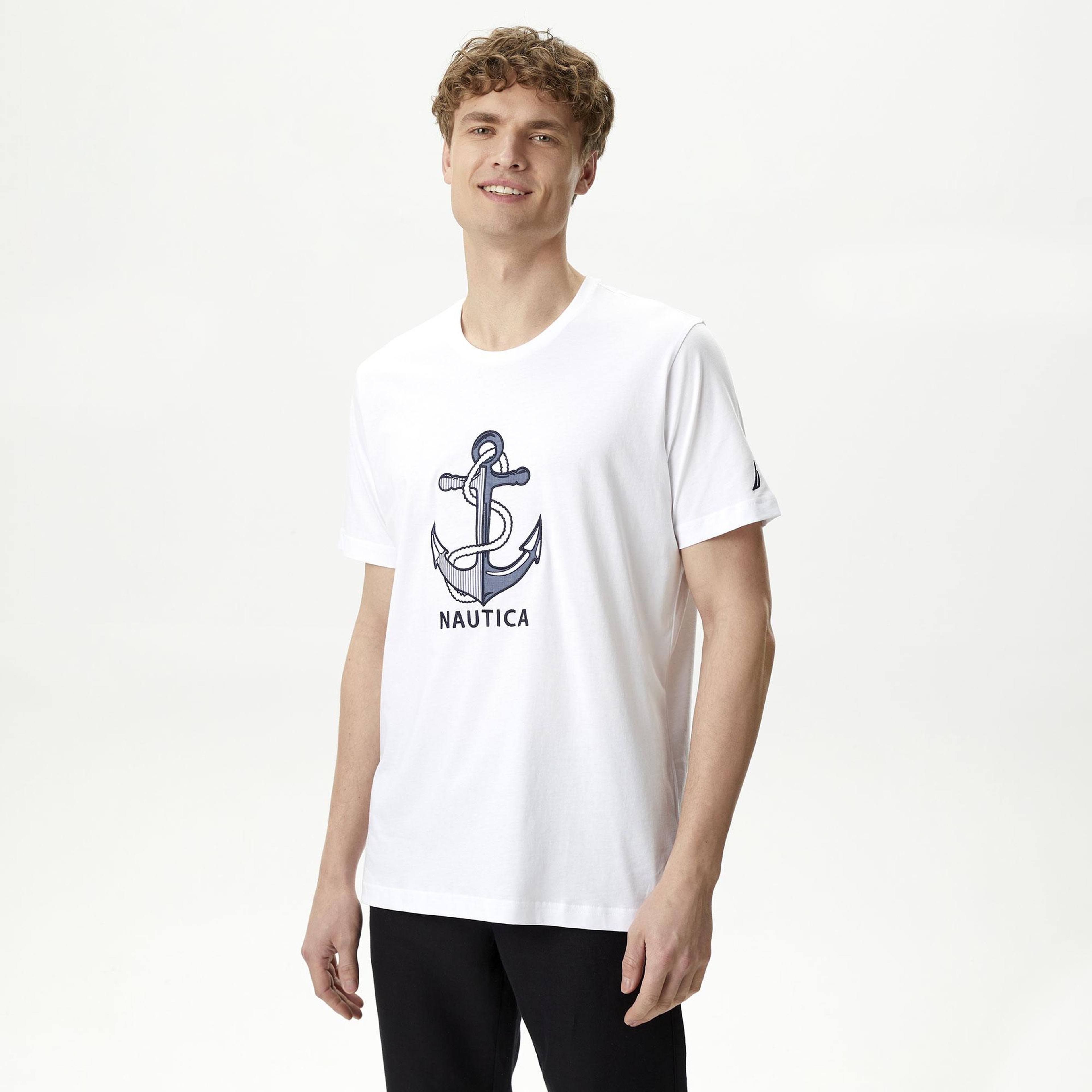 Nautica Erkek Beyaz Standart Fit T-Shirt