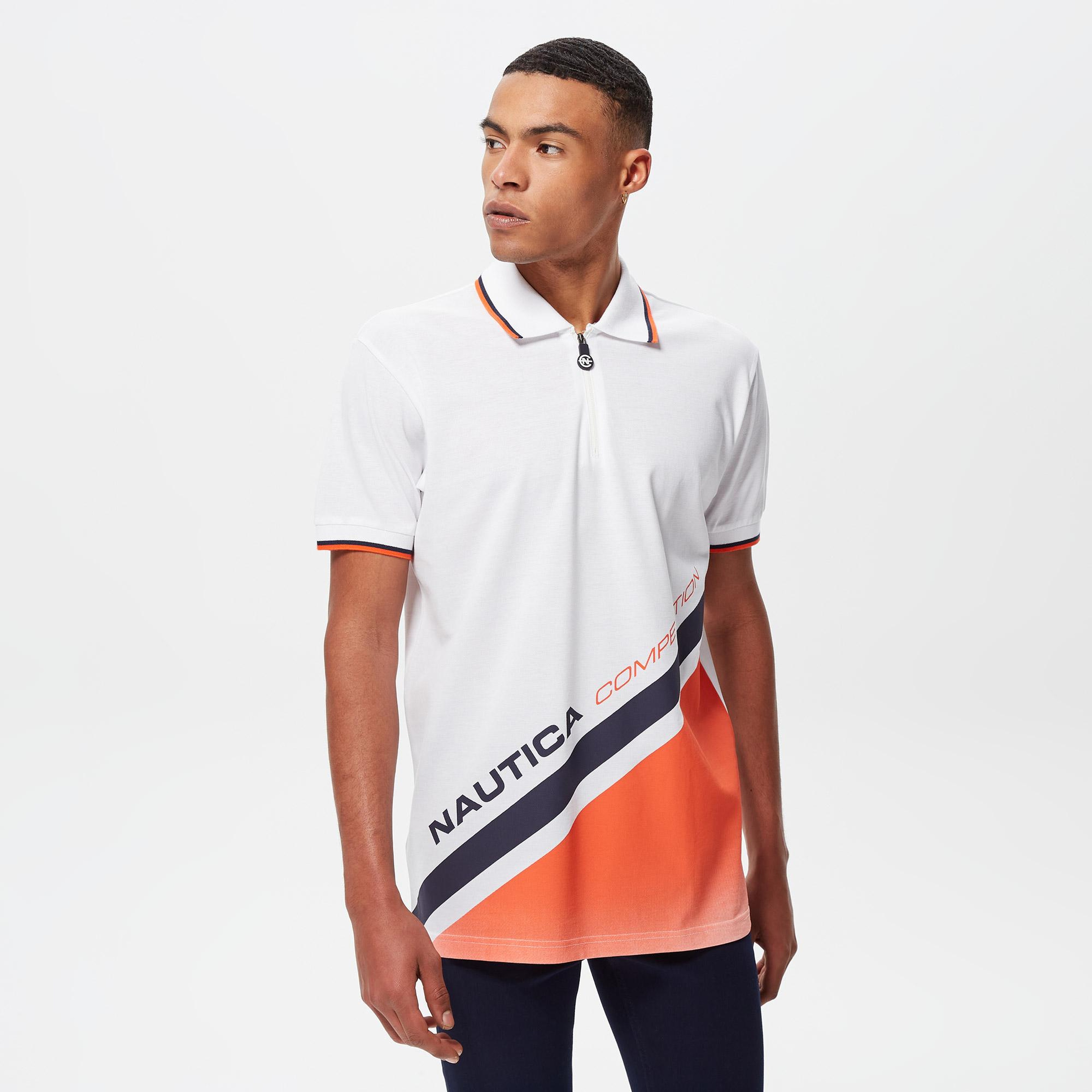 Nautica Erkek Beyaz Classic Fit Kısa Kollu Polo Yaka T-Shirt