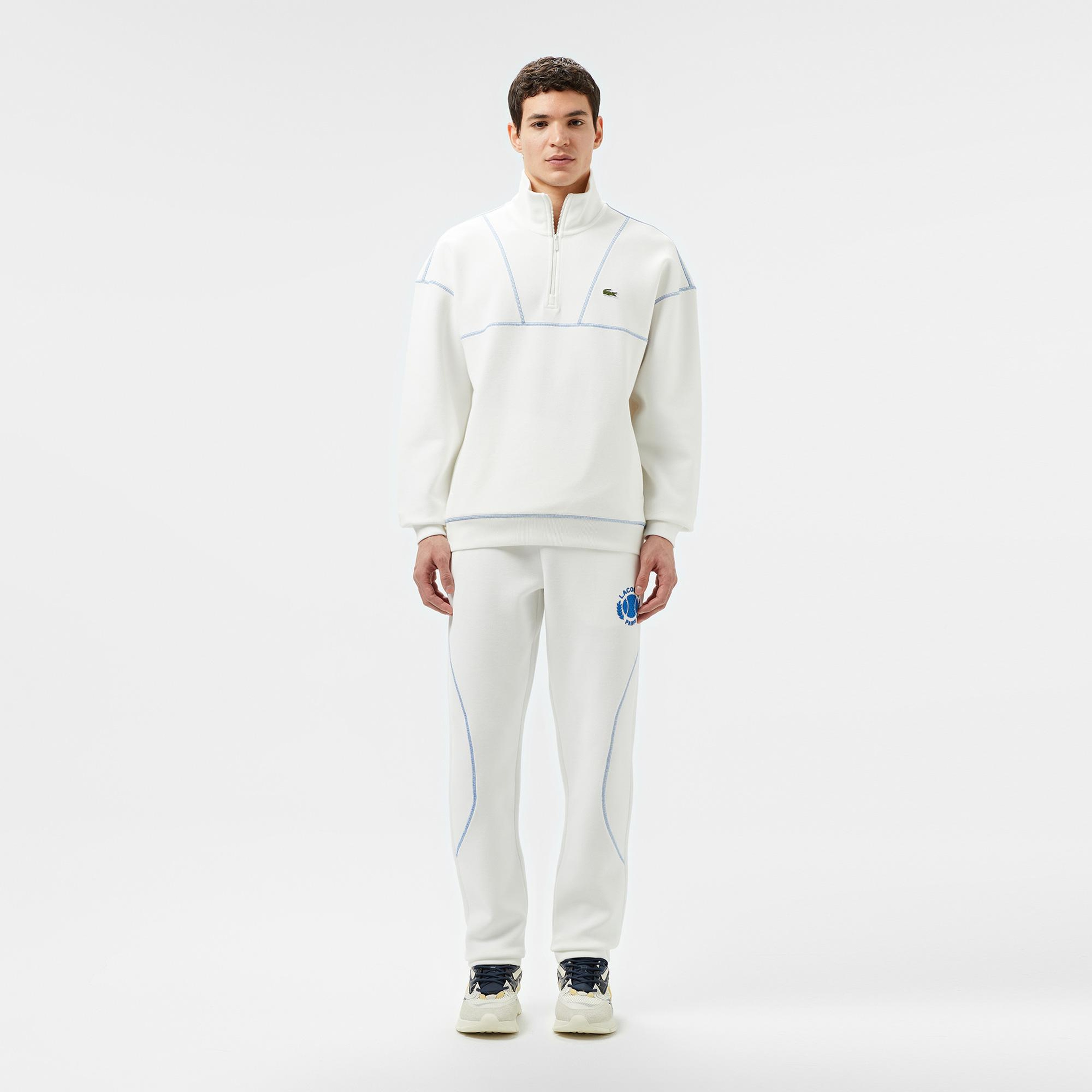 Erkek Tapered Fit Baskılı Beyaz Eşofman Altı
