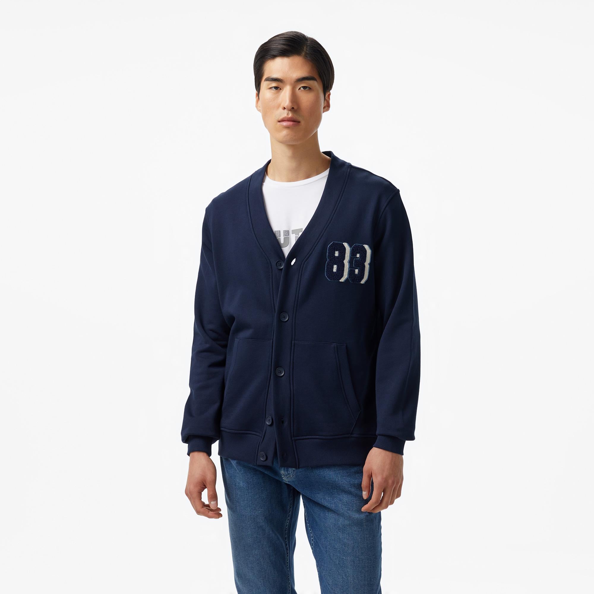 Nautica Erkek Lacivert Regular Fit V Yaka Düğmeli Hırka