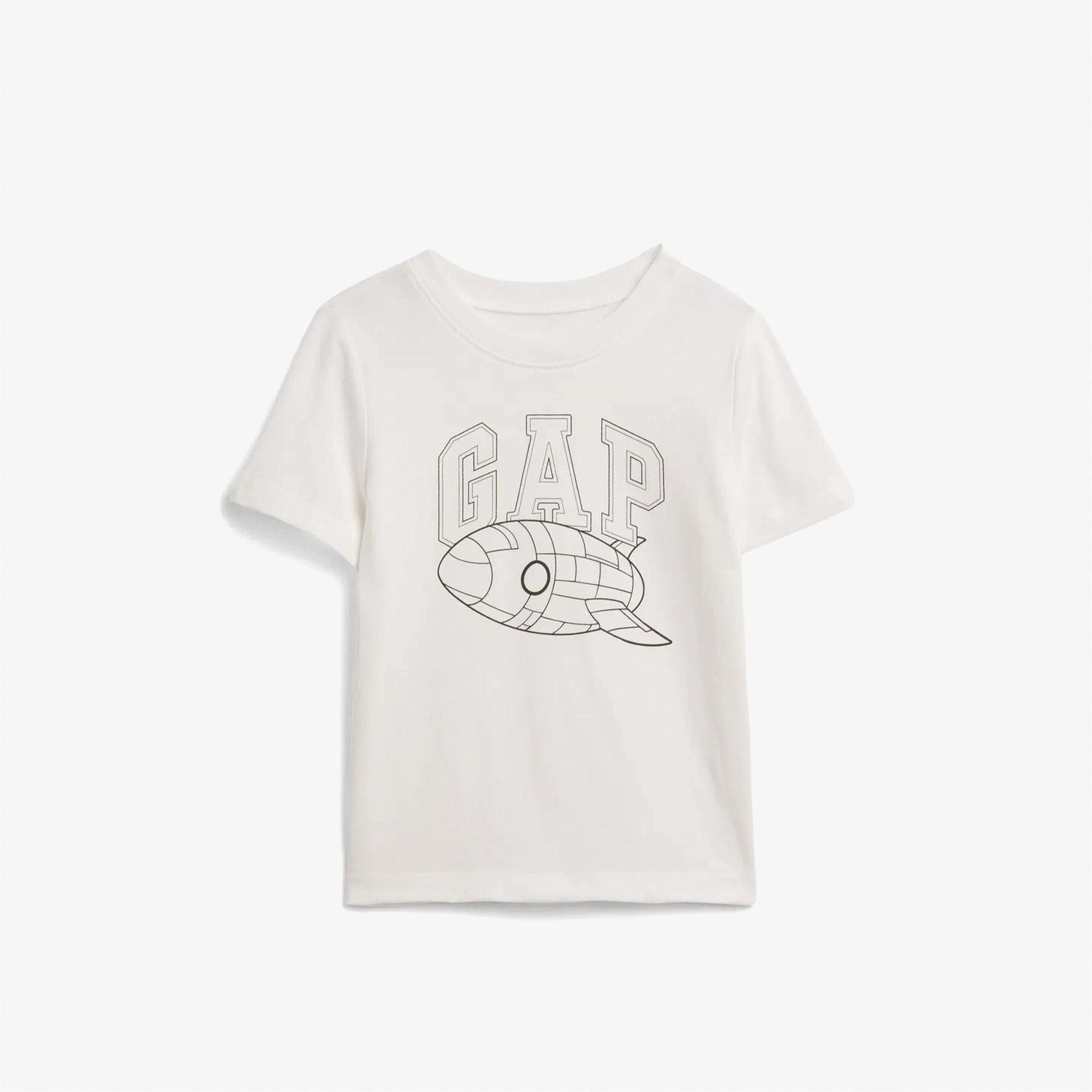Gap Roket Grafik Baskılı Çocuk Beyaz T-Shirt