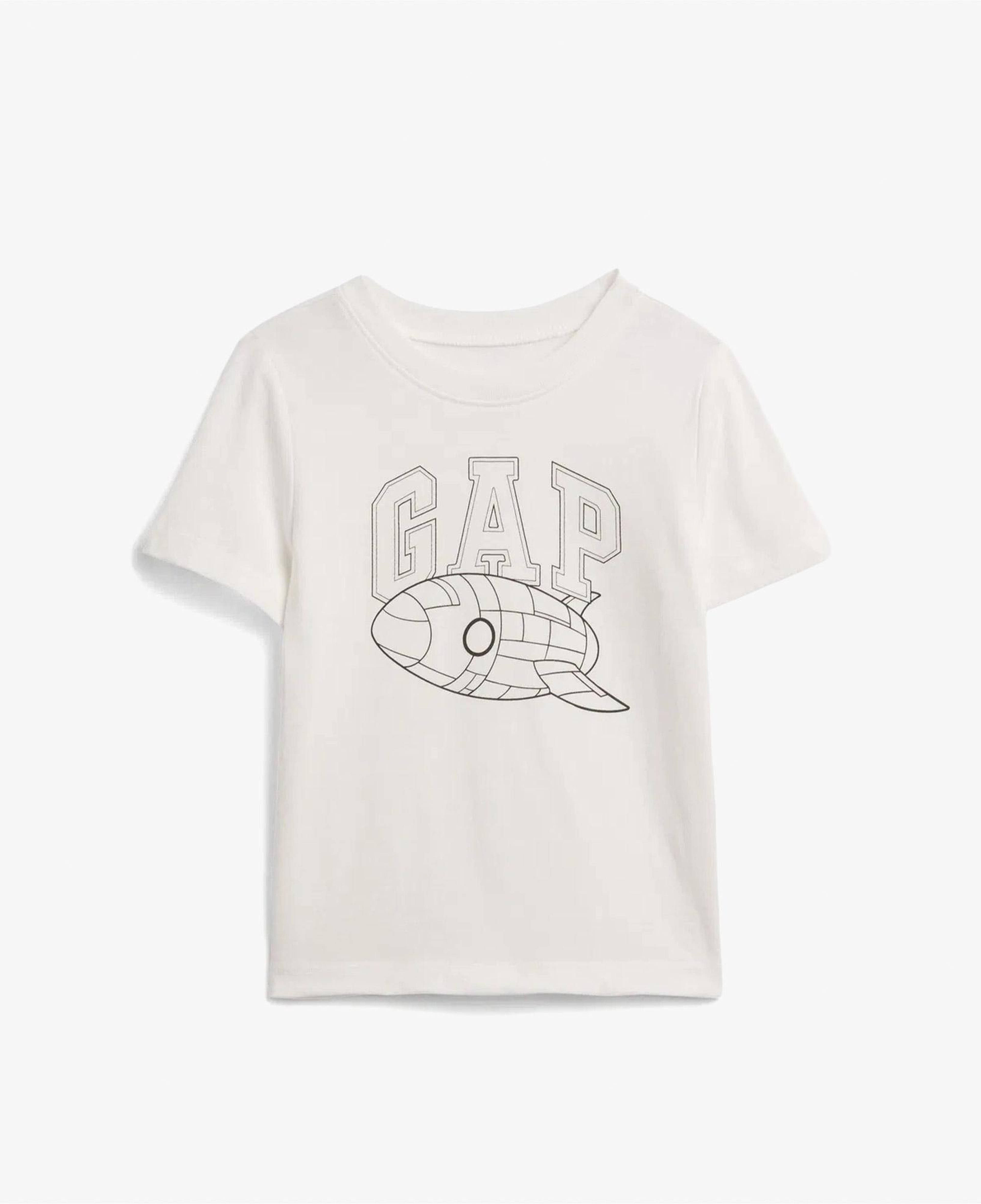 Gap Roket Grafik Baskılı Çocuk Beyaz T-Shirt