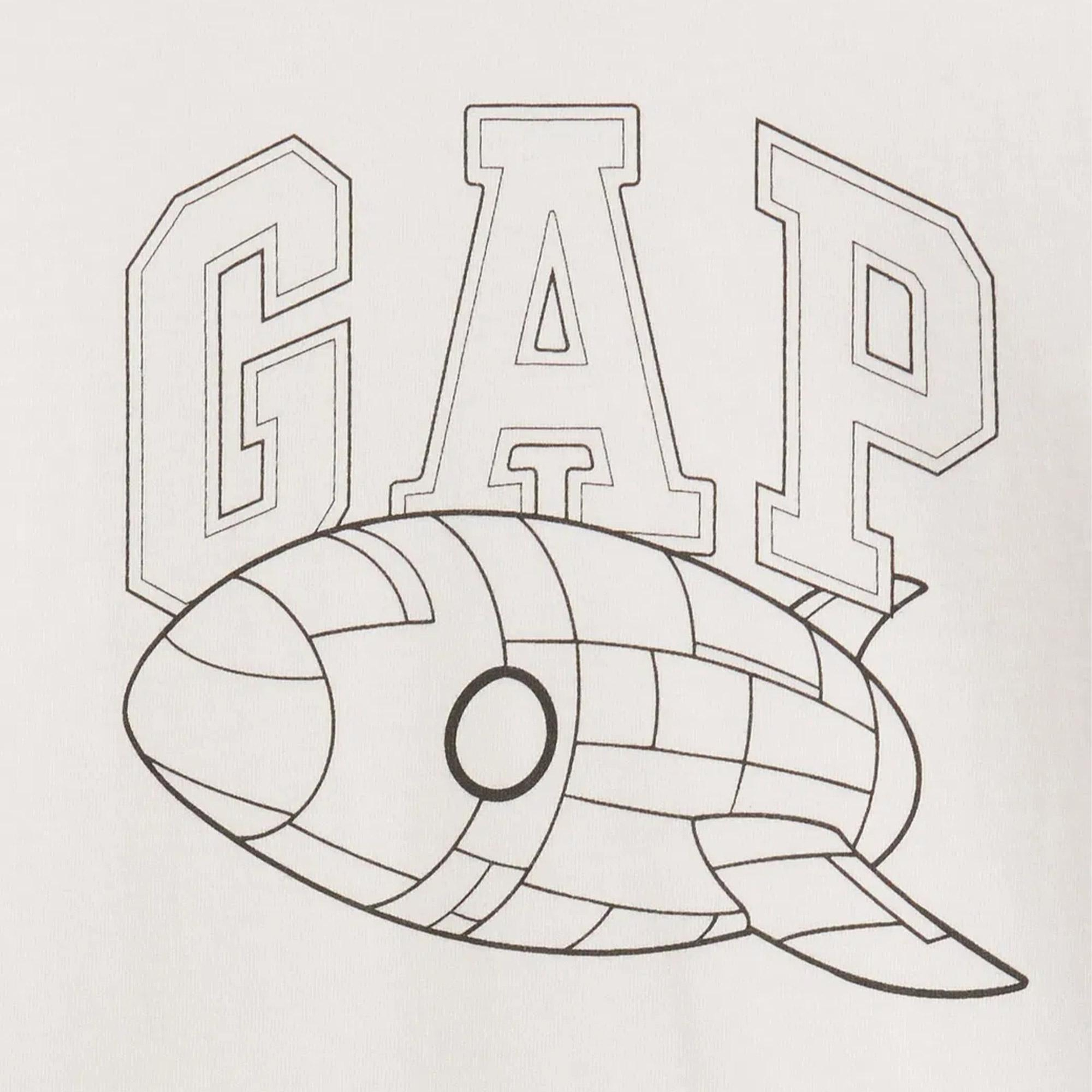 Gap Roket Grafik Baskılı Çocuk Beyaz T-Shirt