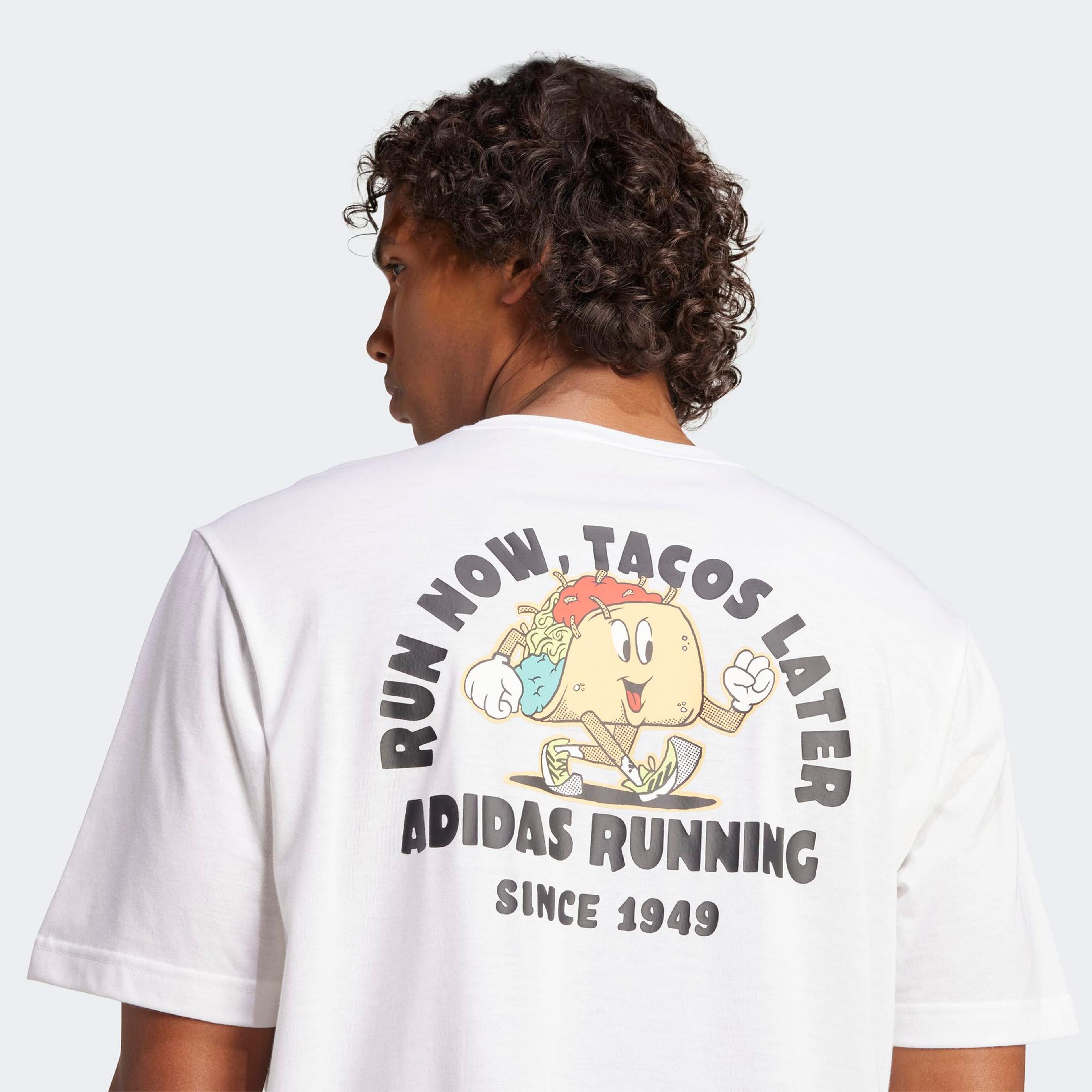 adidas Koşu Sonrasi Taco Grafikli Erkek Beyaz Koşu T-Shirt