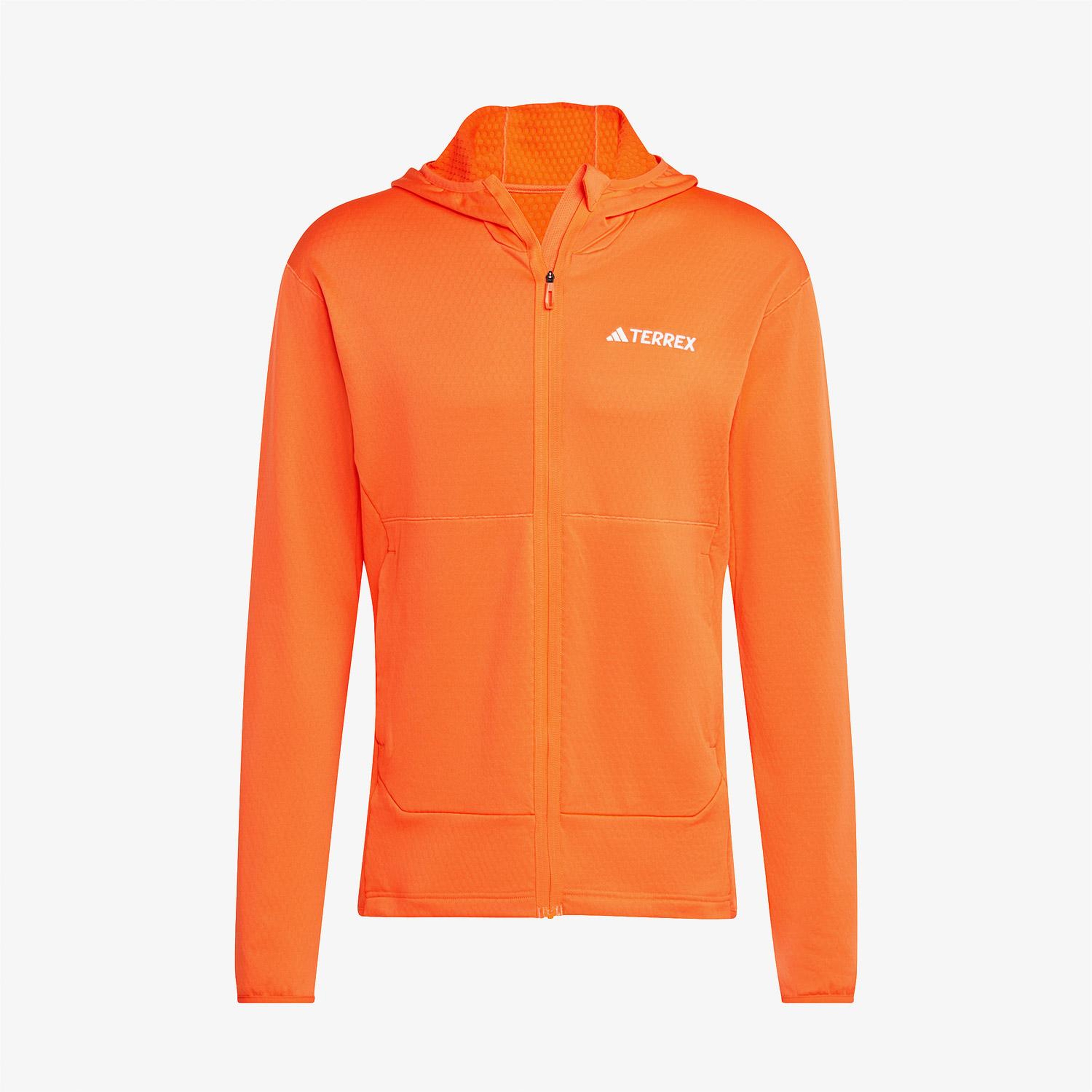 adidas Terrex Light Fleece Full Zip Kapüşonlu Erkek Turuncu Günlük Sweatshirt