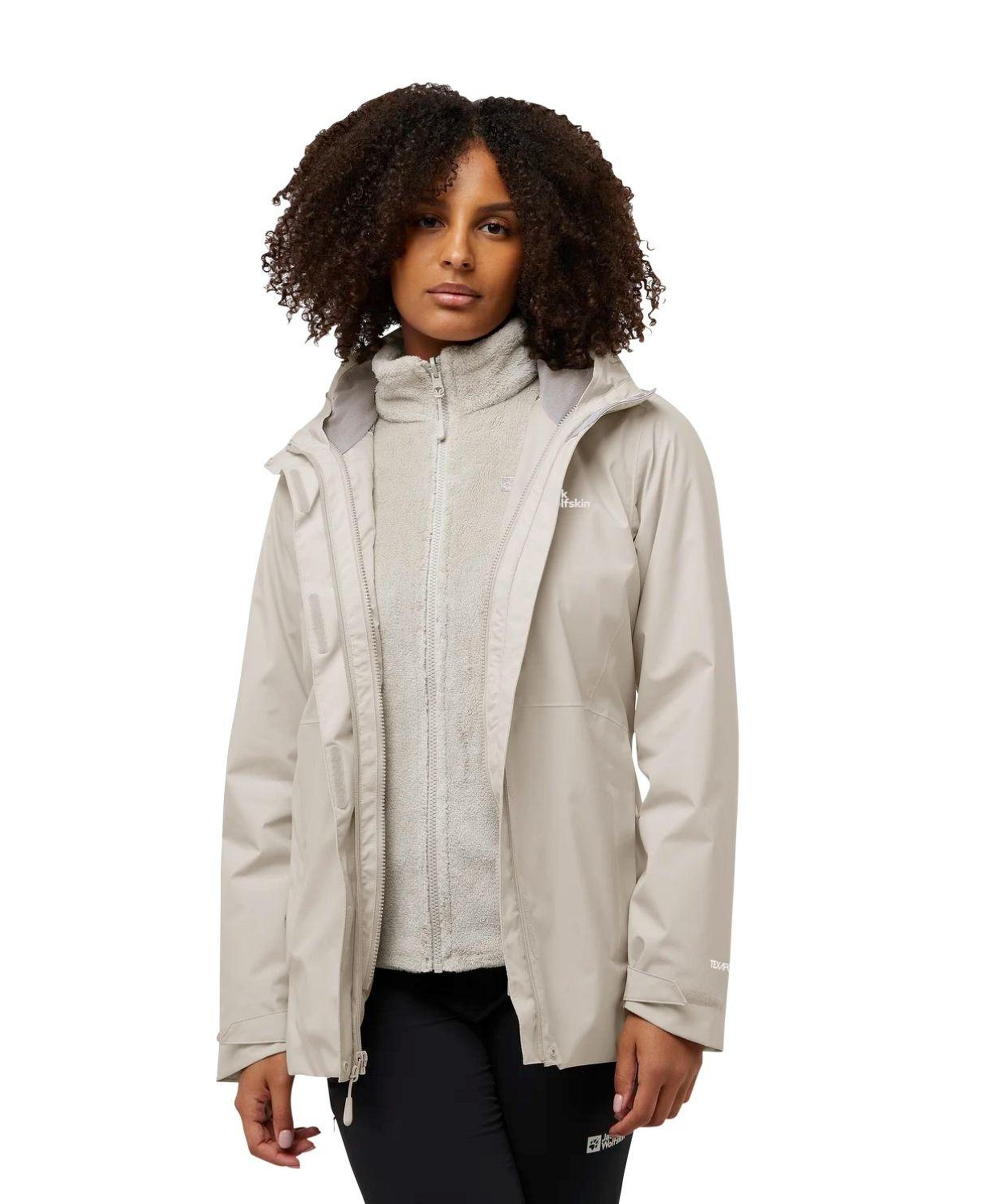Jack Wolfskin Rotwand 3in1 Kadın Bej Outdoor Ceketi