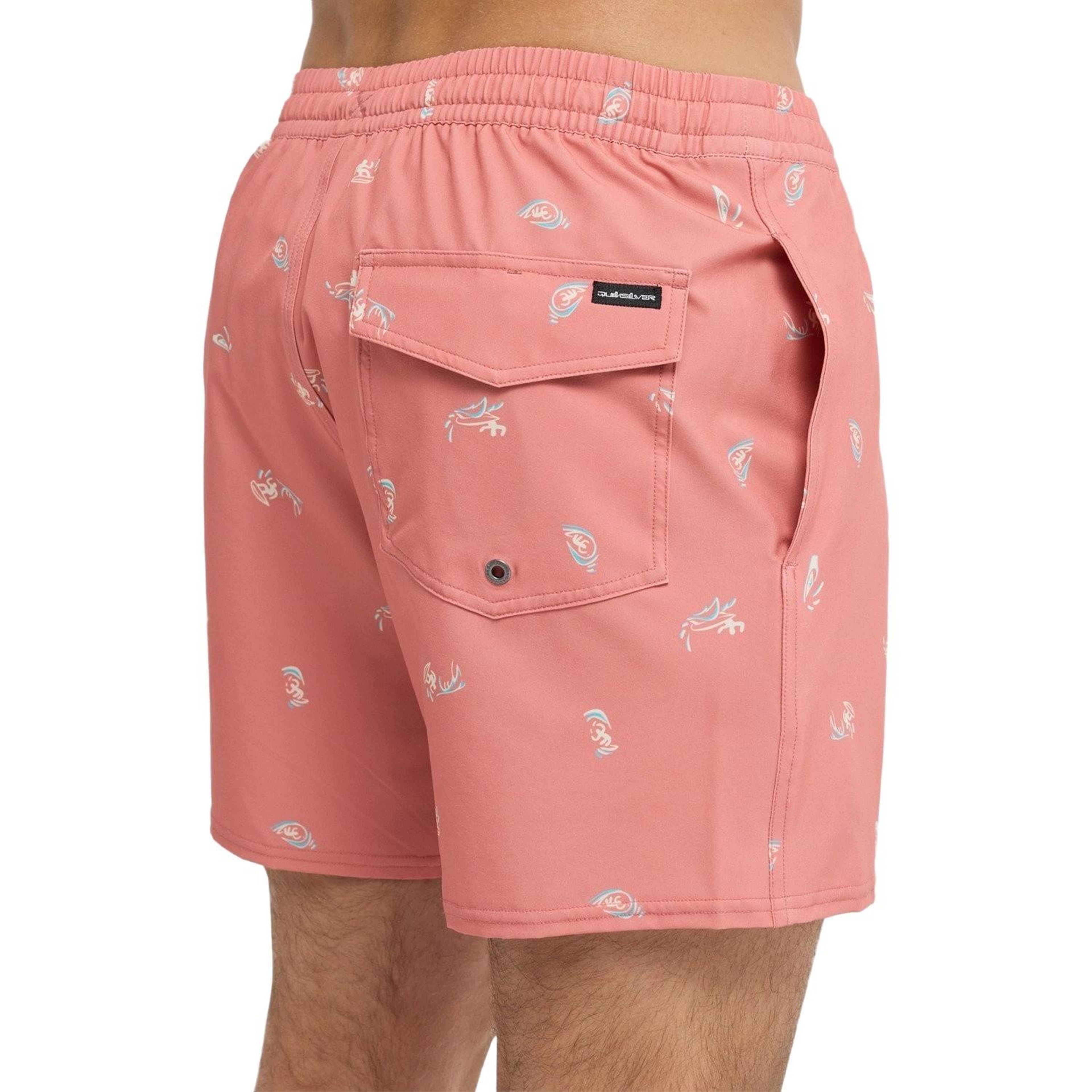 Quiksilver Stretch Printed Erkek Pembe Volley Short