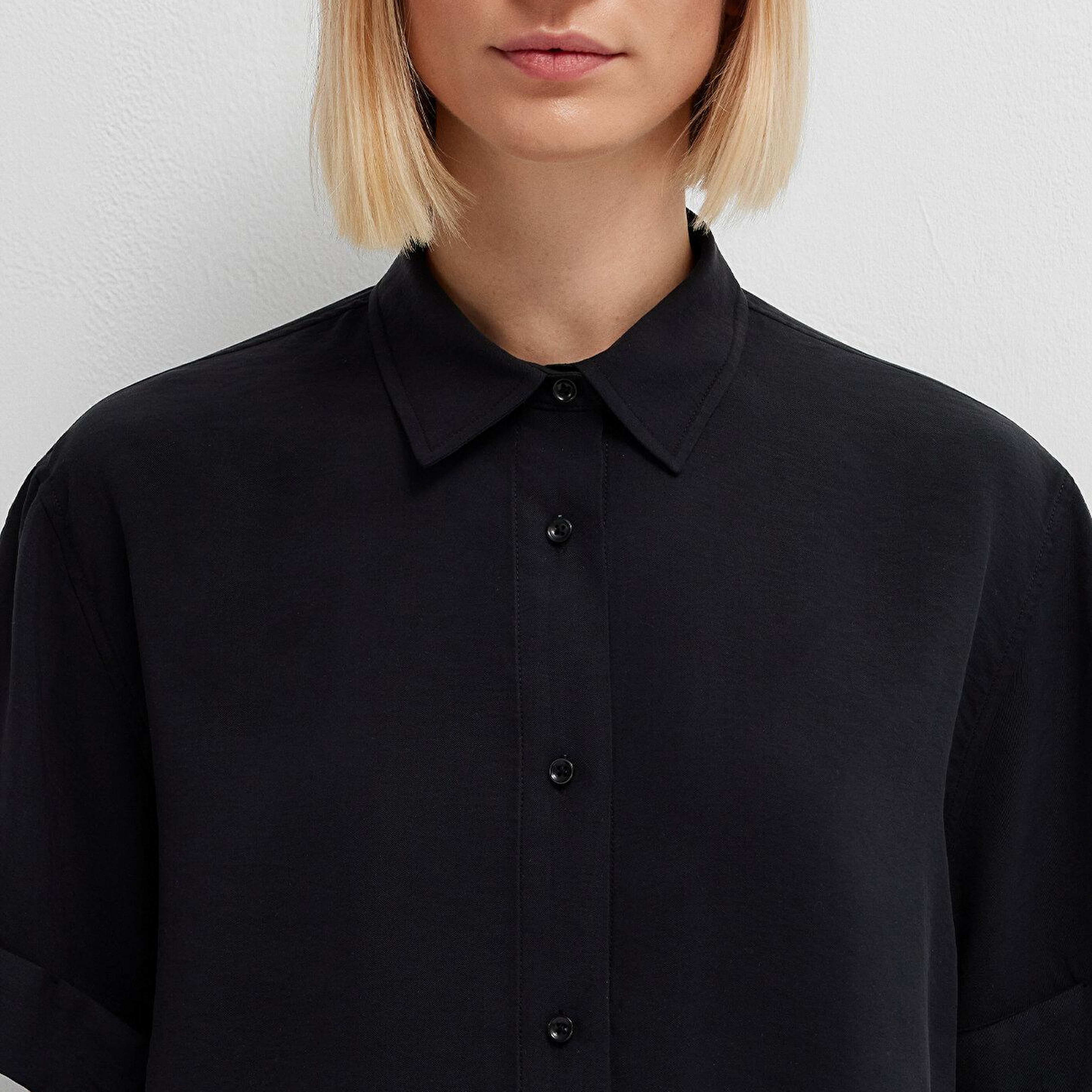 Mavi Siyah Gömlek Oversize / Geniş Kesim 1211488-900