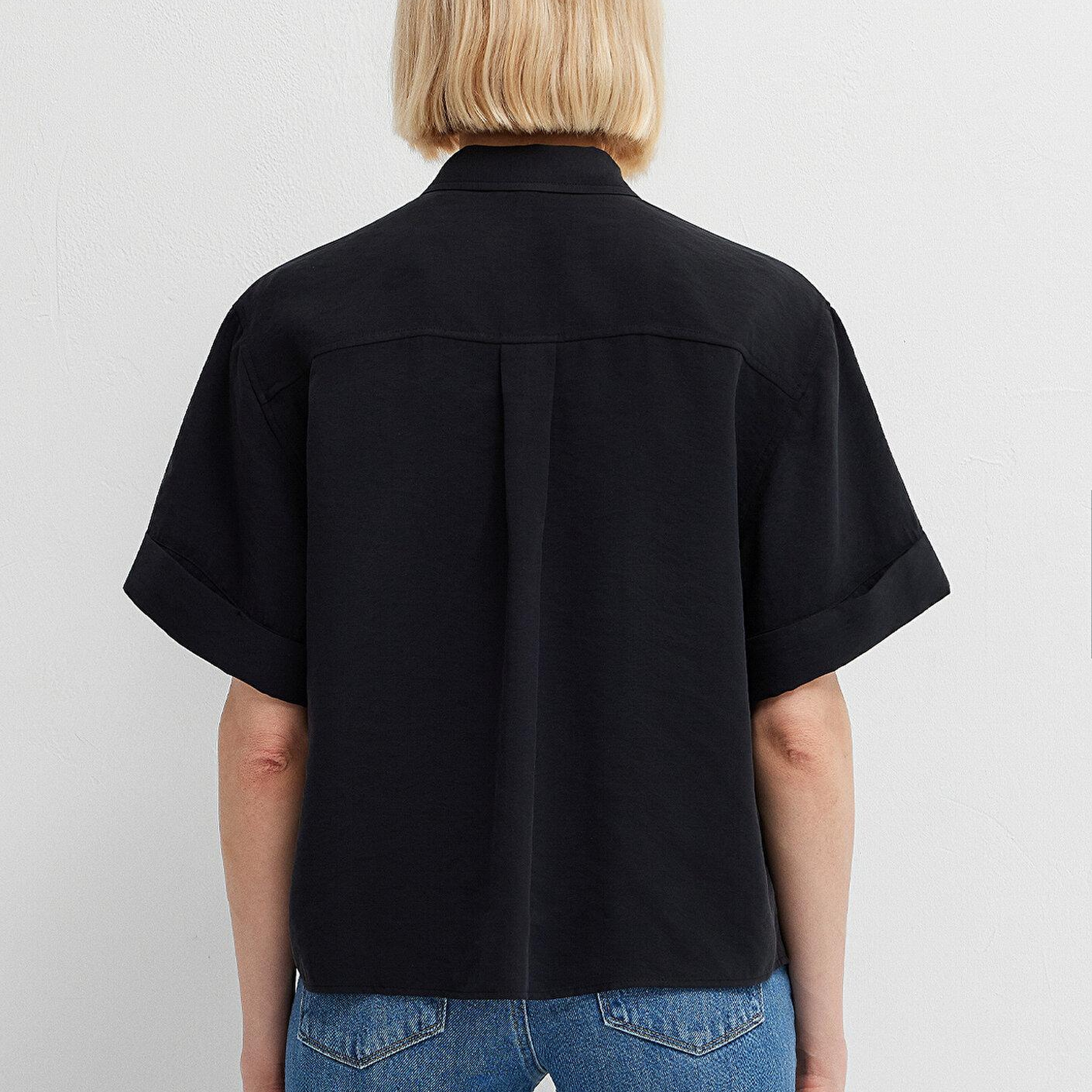 Mavi Siyah Gömlek Oversize / Geniş Kesim 1211488-900