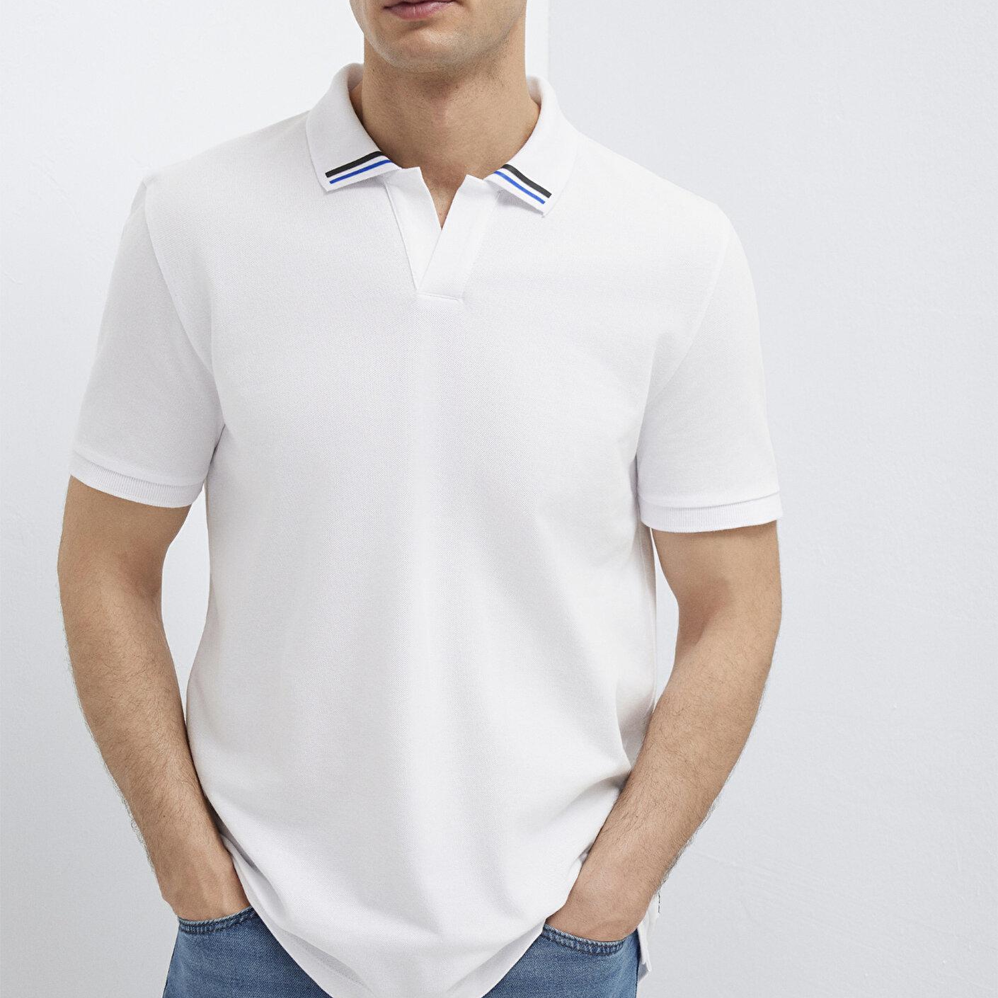 Mavi Beyaz Polo Tişört Regular Fit / Normal Kesim 0613368-620