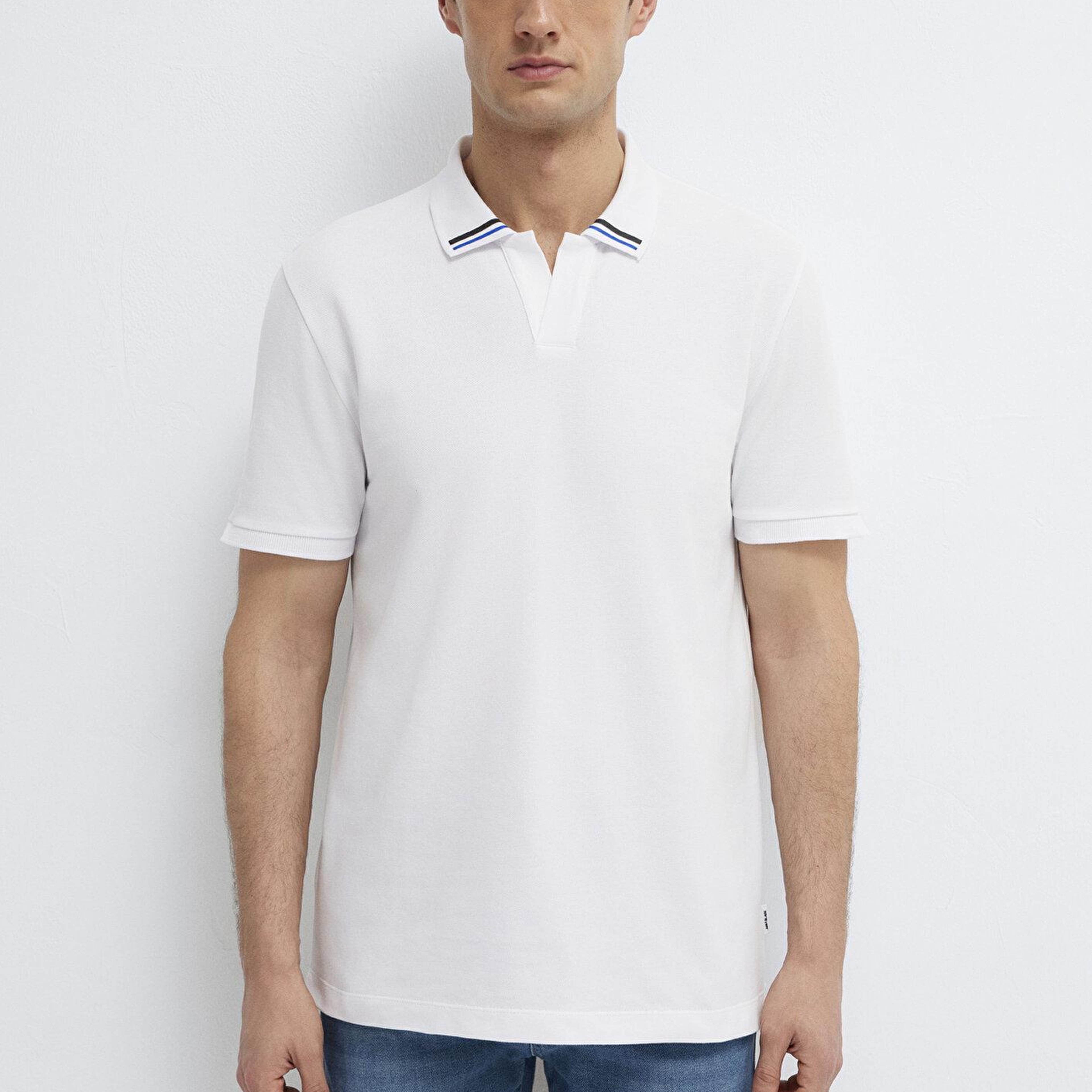Mavi Beyaz Polo Tişört Regular Fit / Normal Kesim 0613368-620