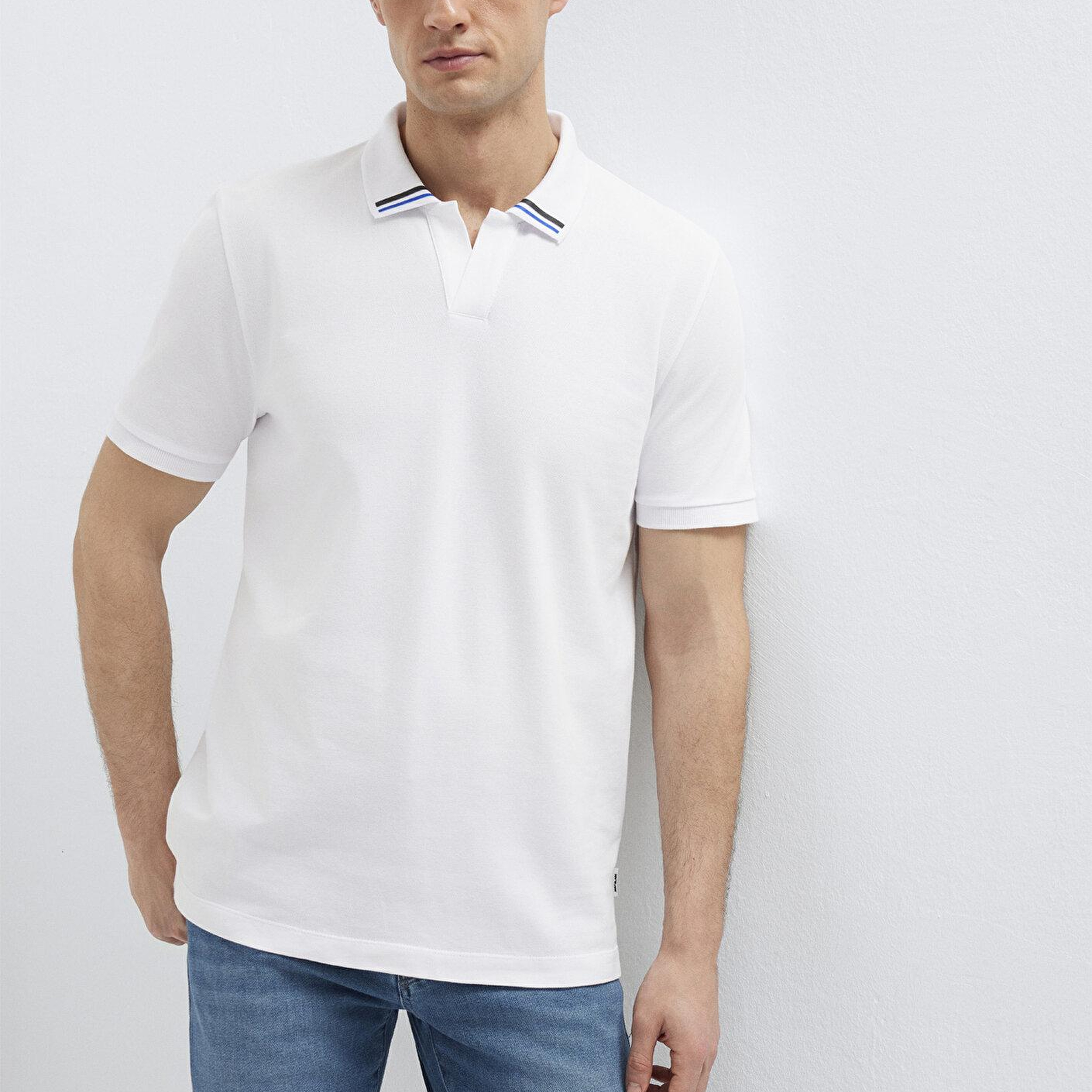 Mavi Beyaz Polo Tişört Regular Fit / Normal Kesim 0613368-620