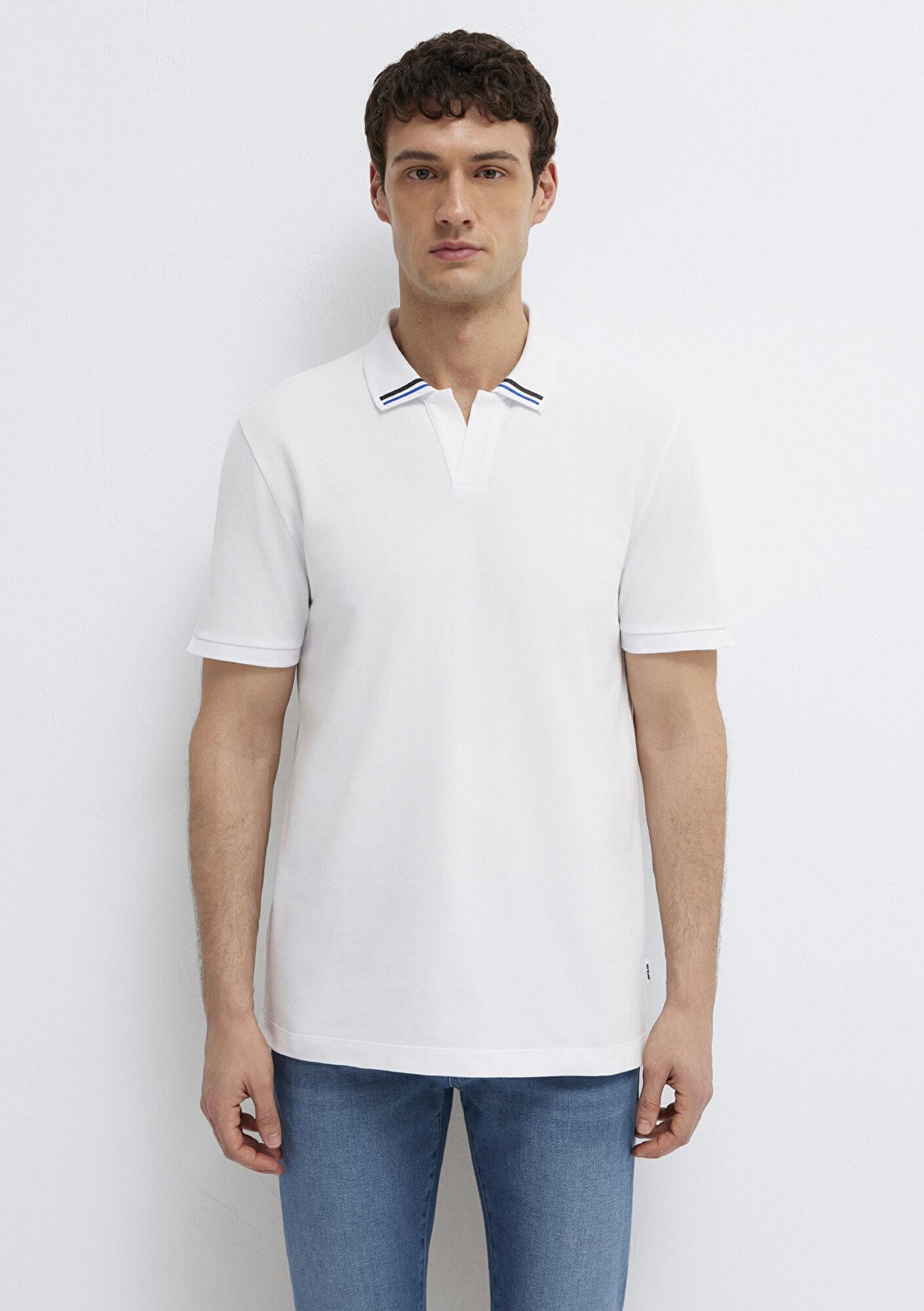 Mavi Beyaz Polo Tişört Regular Fit / Normal Kesim 0613368-620