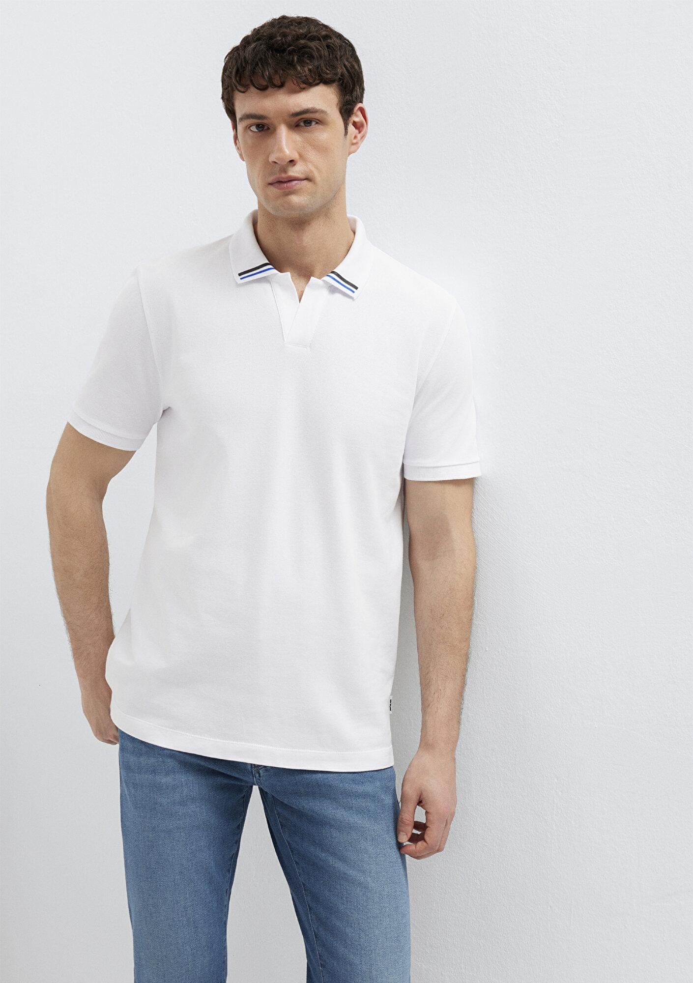 Mavi Beyaz Polo Tişört Regular Fit / Normal Kesim 0613368-620
