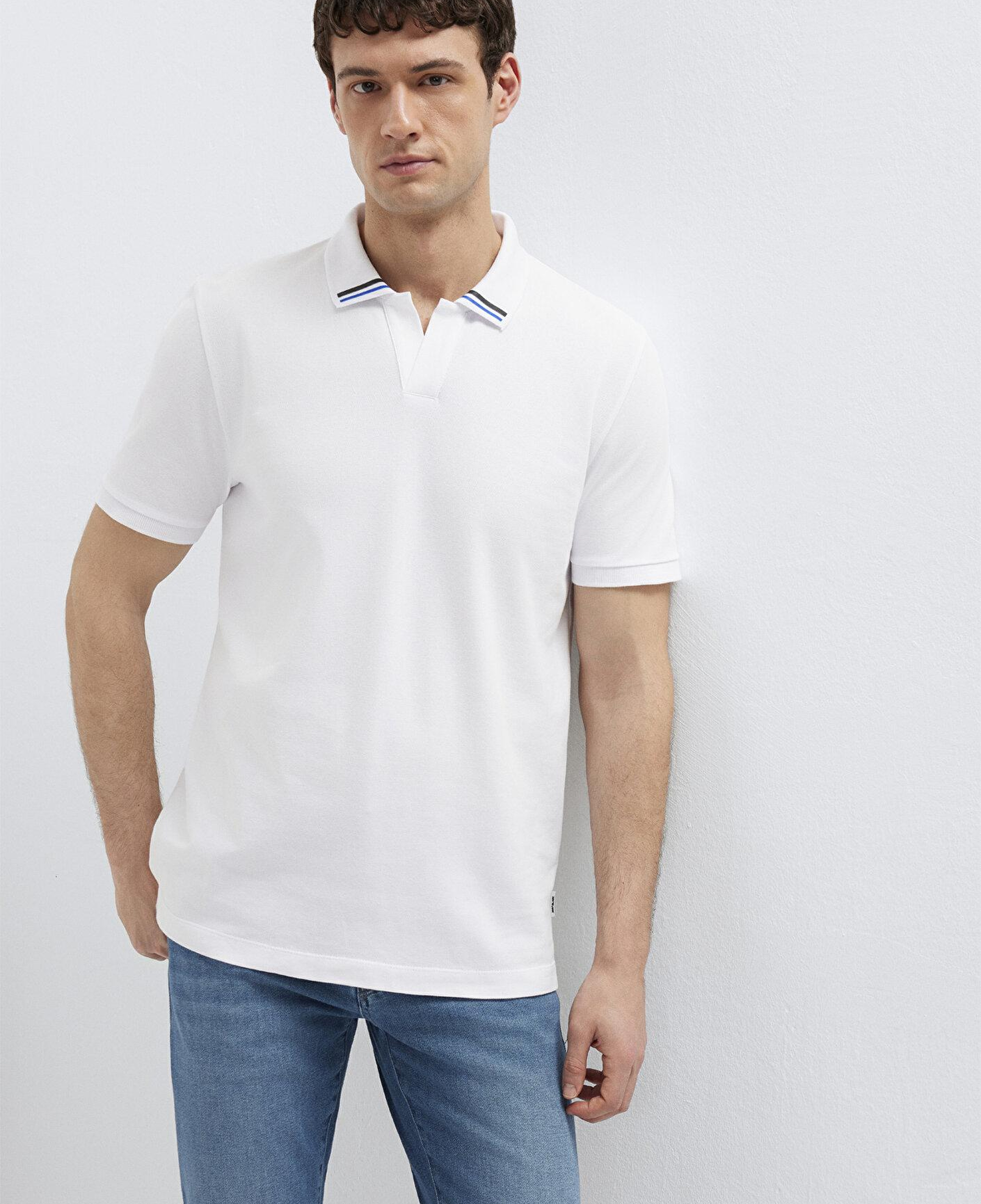 Mavi Beyaz Polo Tişört Regular Fit / Normal Kesim 0613368-620