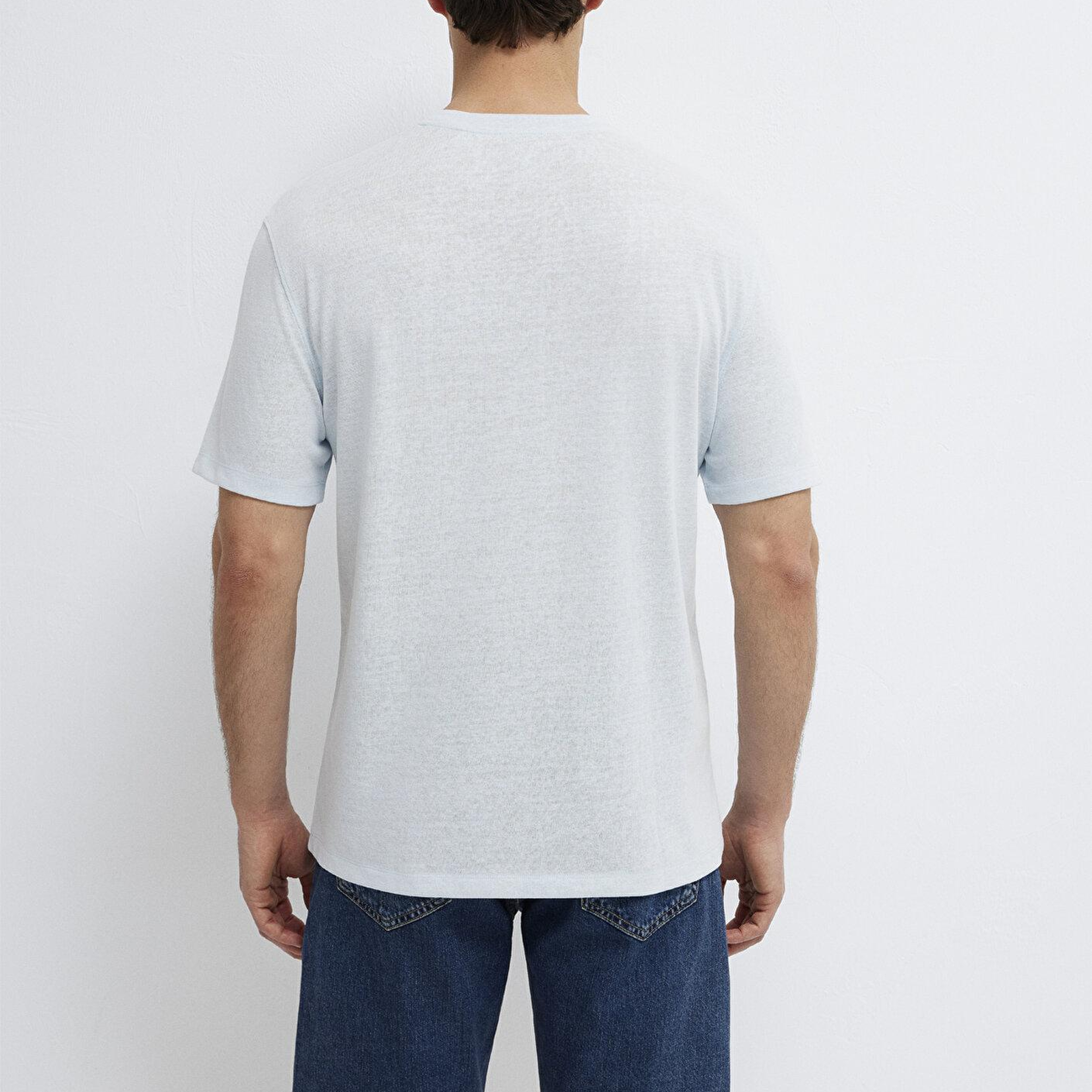 Mavi Baskılı Mavi Tişört Loose Fit / Bol Rahat Kesim 0613321-70775