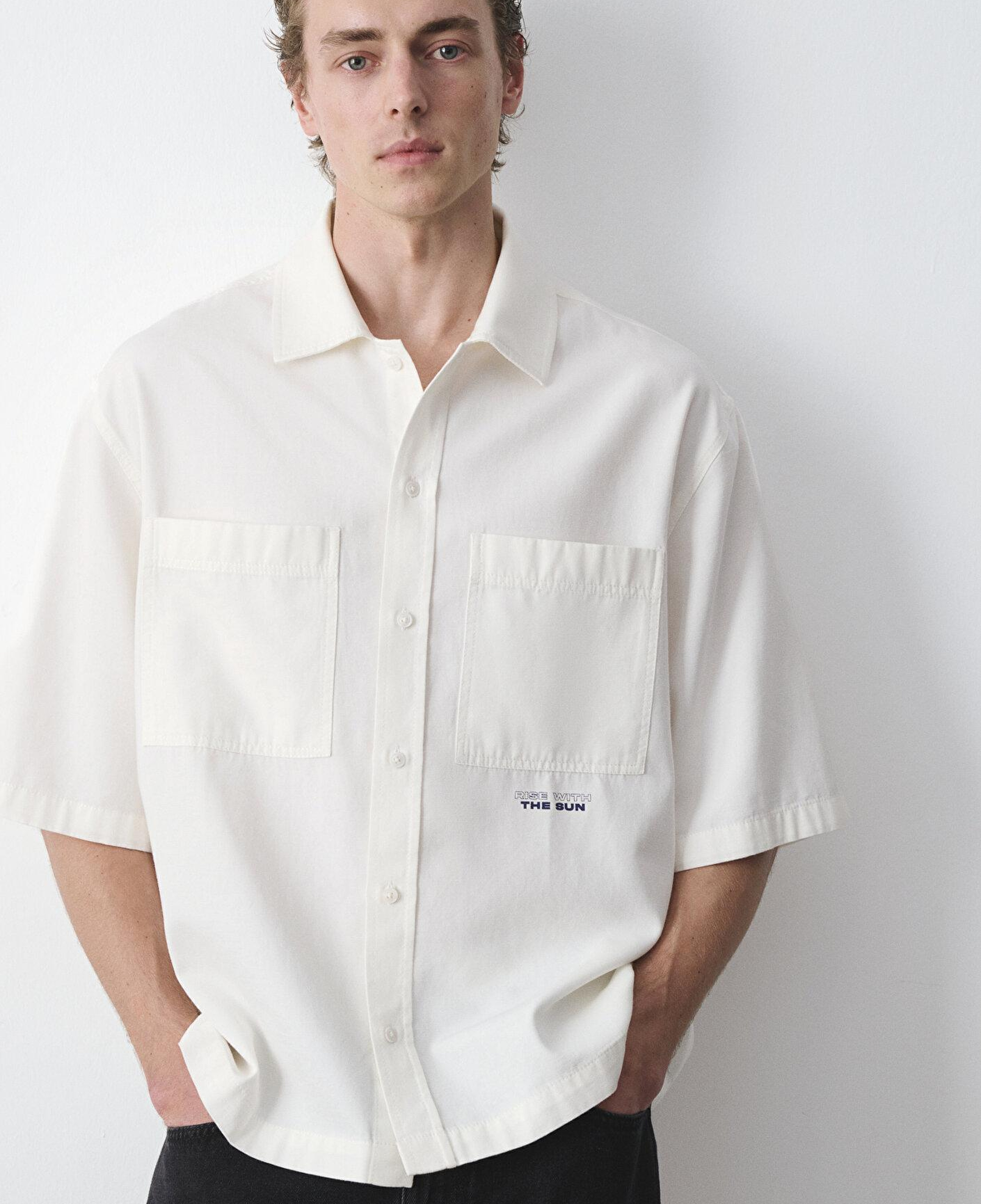 Mavi Ekru Gömlek Oversize / Geniş Kesim 0211991-70057